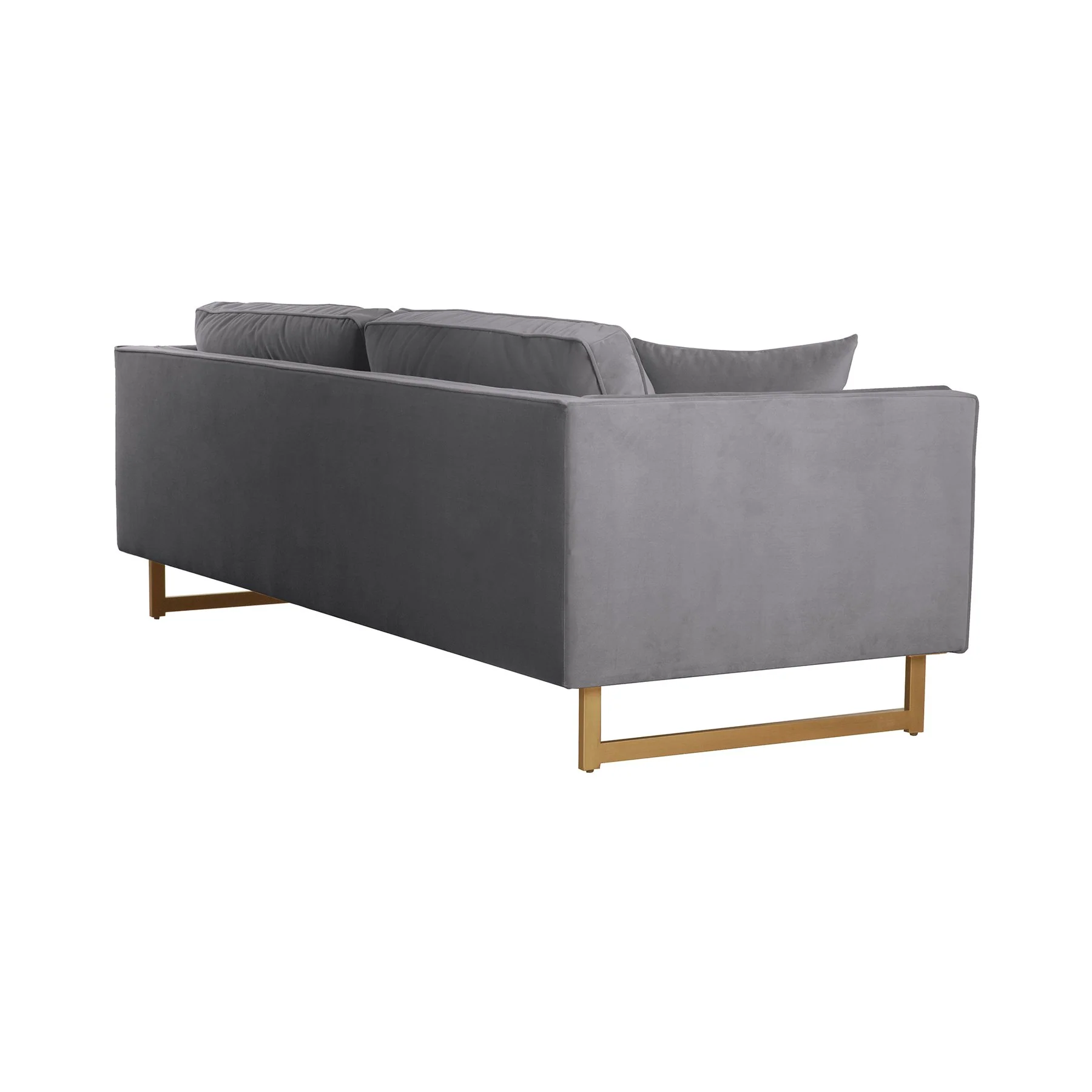 Lenox Gray Velvet Modern Sofa with Brass Legs - Image 3