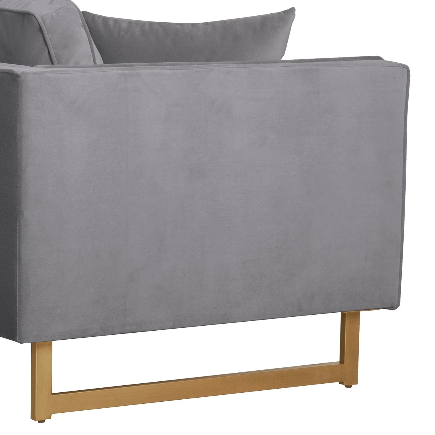 Lenox Gray Velvet Modern Sofa with Brass Legs - Image 4