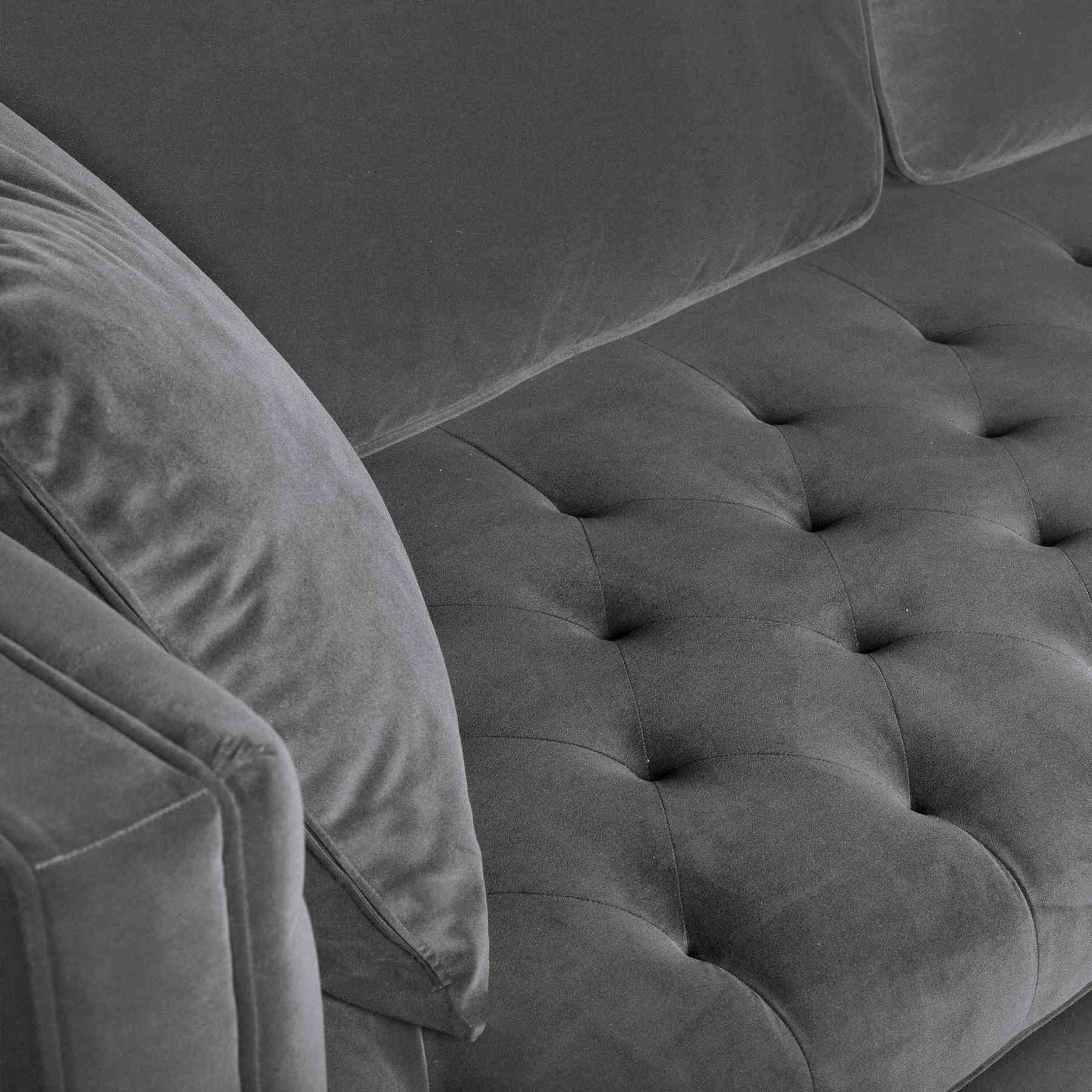 Lenox Gray Velvet Modern Sofa with Brass Legs - Image 6