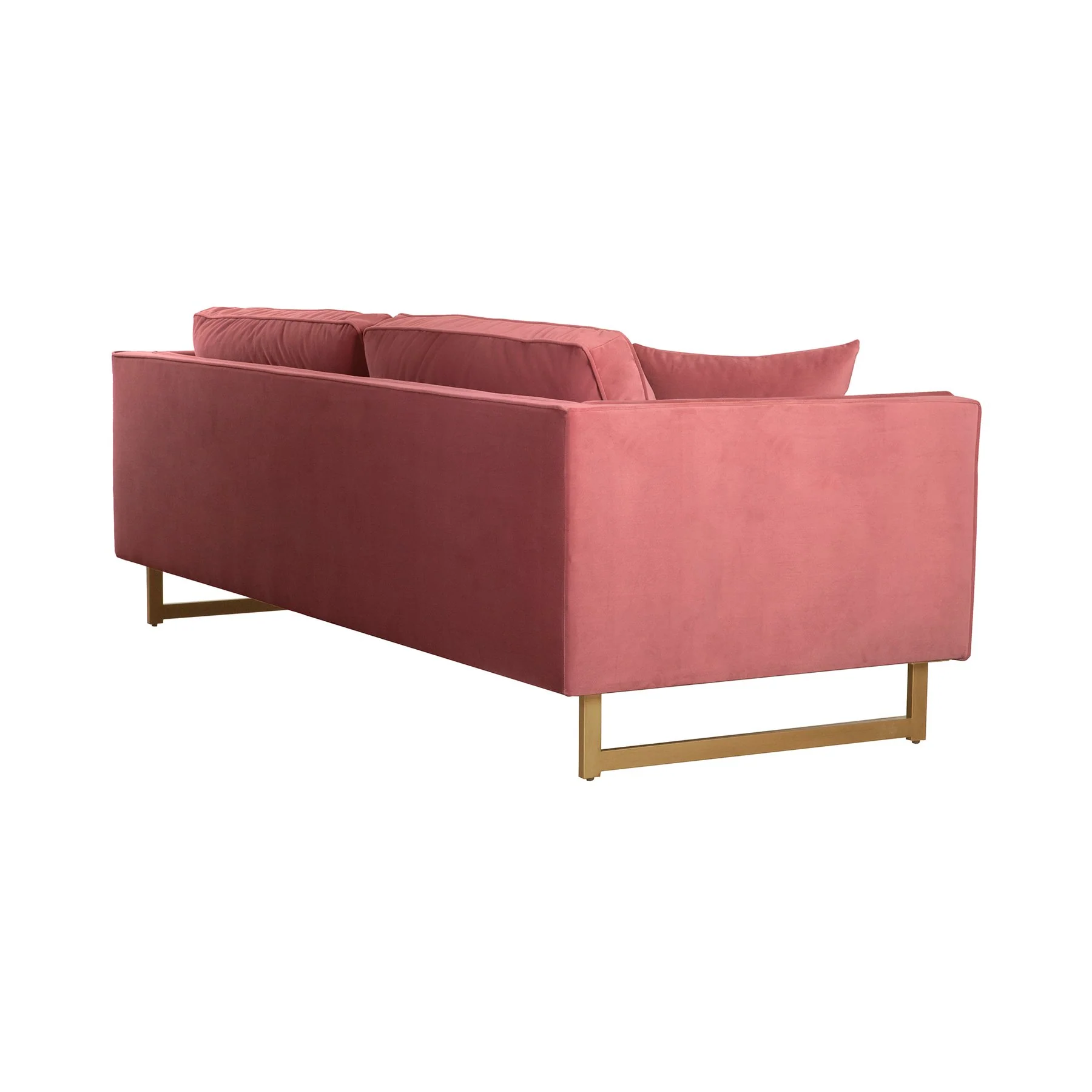 Lenox Pink Velvet Modern Sofa with Brass Legs - Image 3