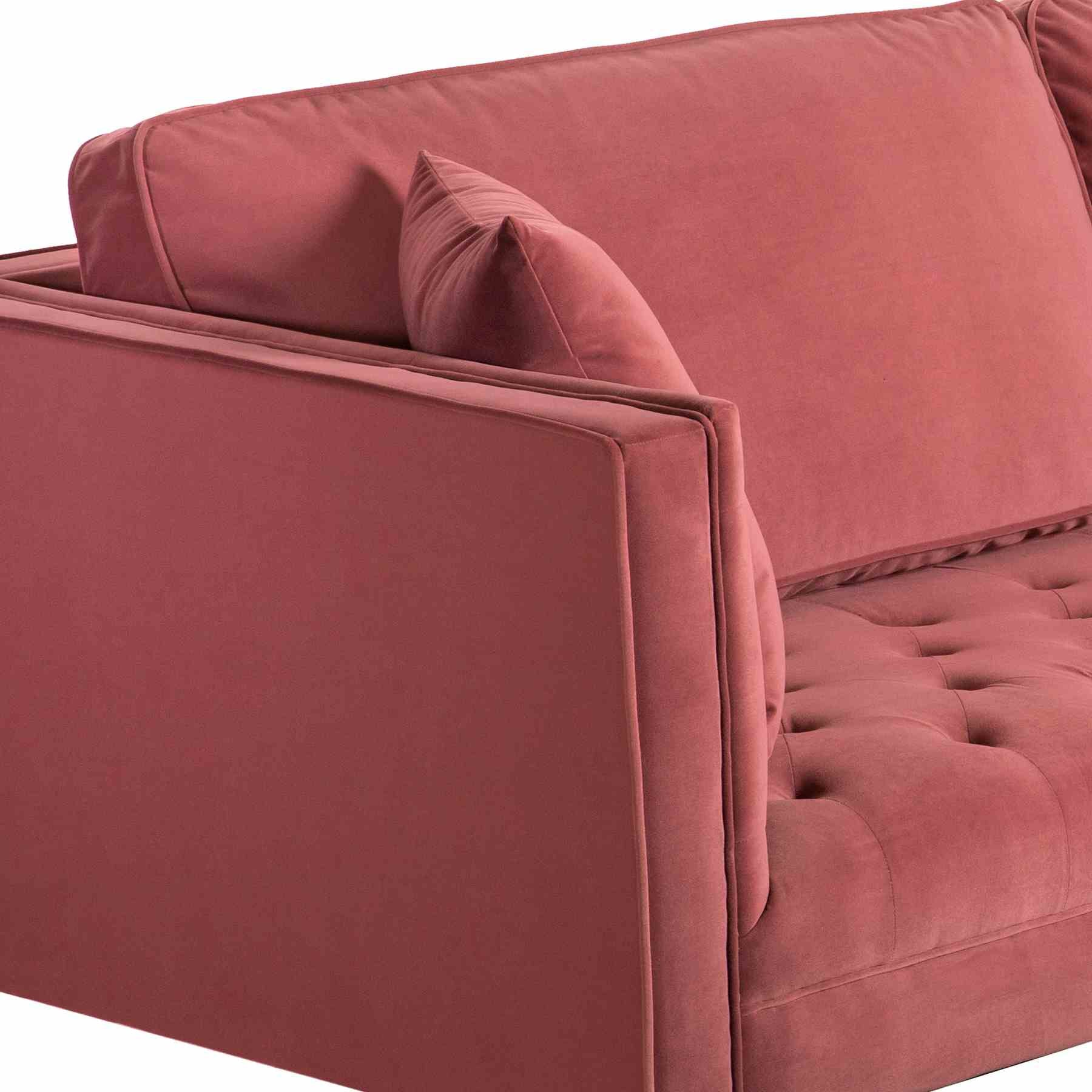 Lenox Pink Velvet Modern Sofa with Brass Legs - Image 5
