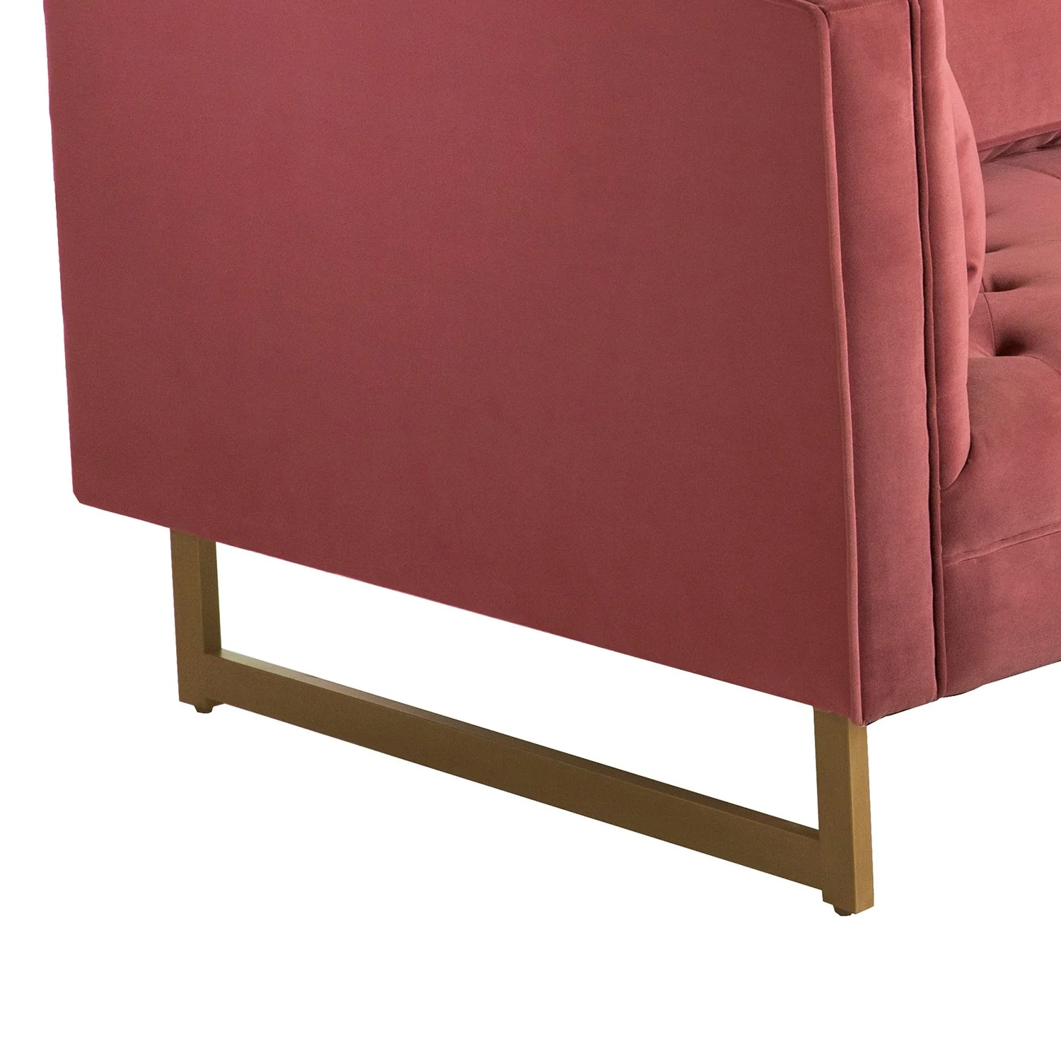 Lenox Pink Velvet Modern Sofa with Brass Legs - Image 6
