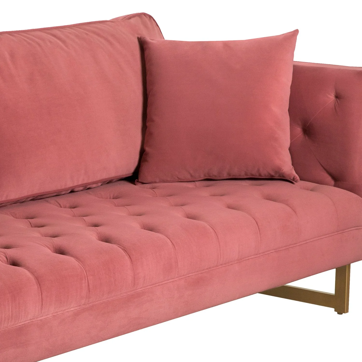 Lenox Pink Velvet Modern Sofa with Brass Legs - Image 7