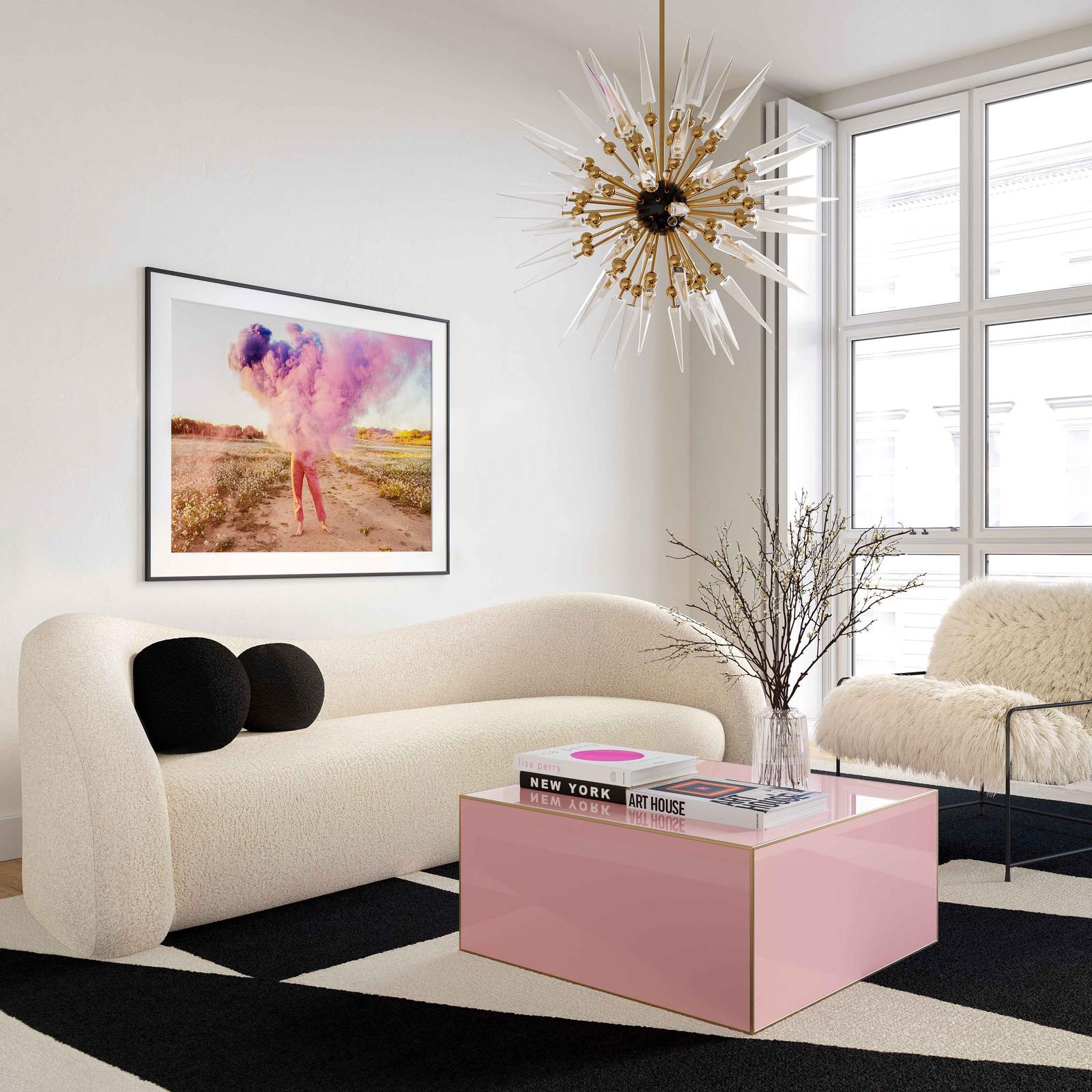Leonie Beige Faux Shearling Sofa - Image 2