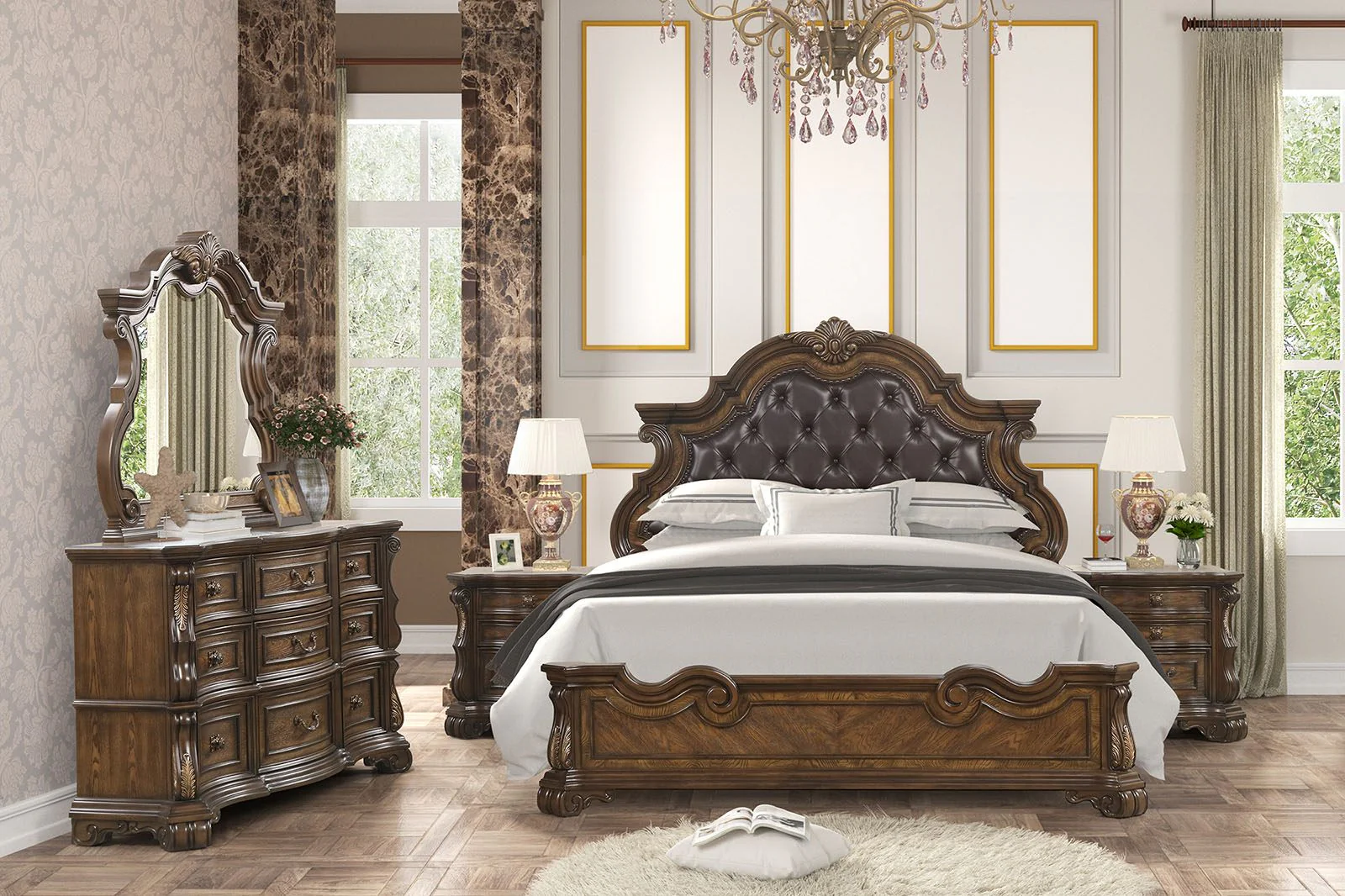 Leovanni 5 Pc. Queen Bedroom Set w/ 2NS - Image 2