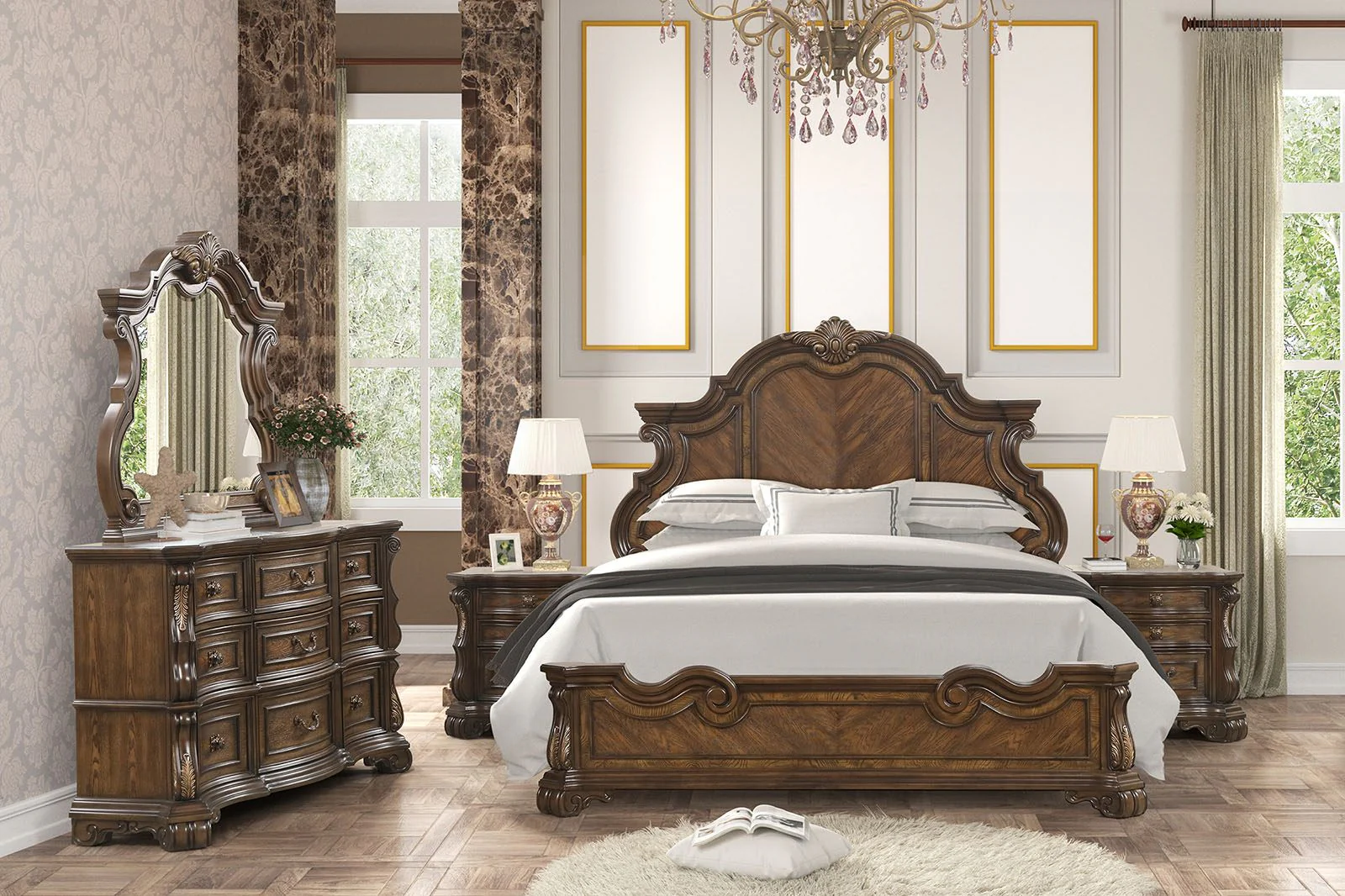Leovanni 5 Pc. Queen Bedroom Set w/ Chest - Image 2