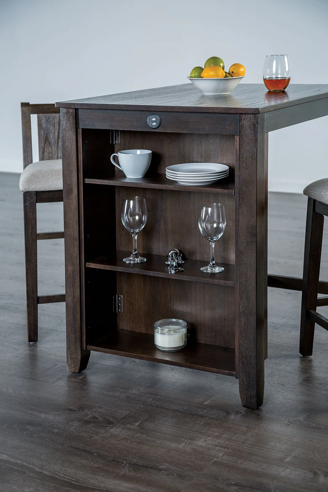 Lescles 3 Pc. Counter Ht. Table Set, Dark Cherry - Image 2