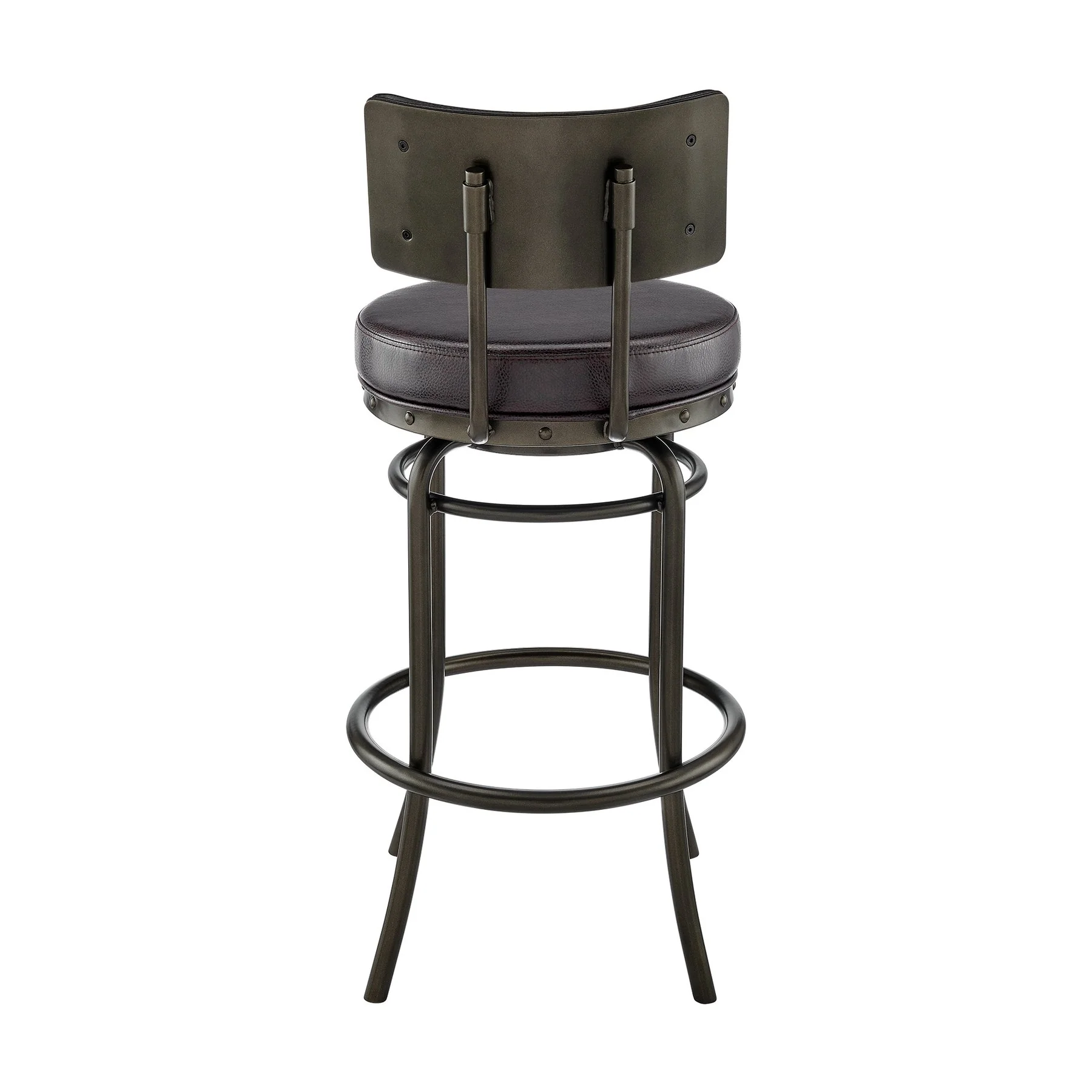 Leslie Swivel Counter or Bar Stool in Mocha Finish with Brown Faux Leather - Image 5