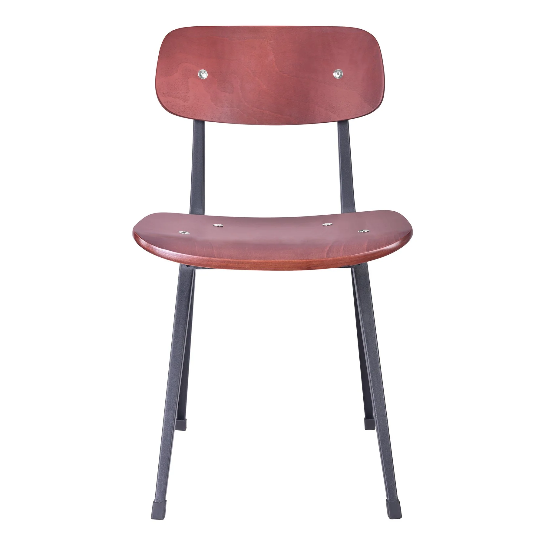 Levi Industrial Dining Chair in Black Metal with Wood Seat and Back - Set of 2 - Image 2