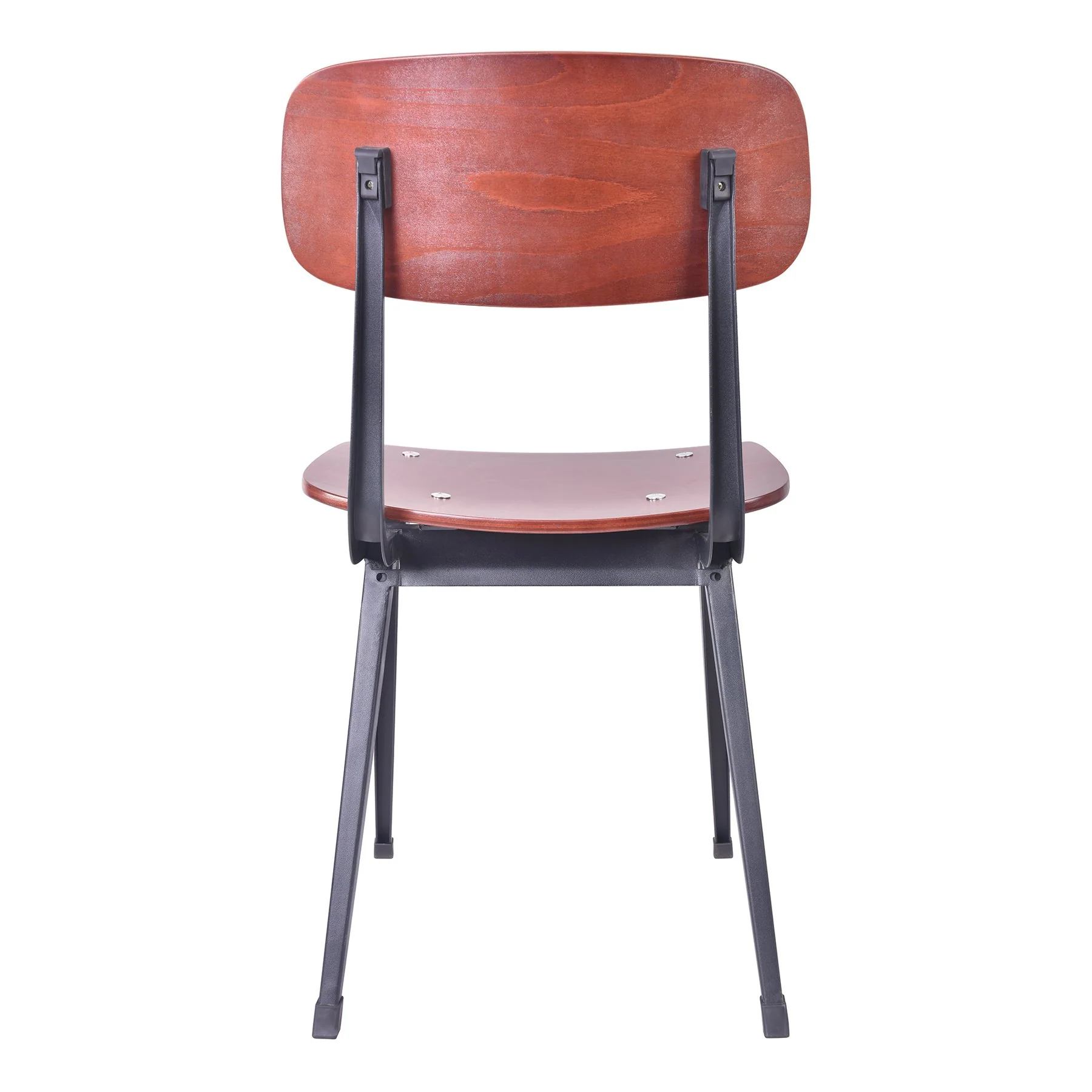 Levi Industrial Dining Chair in Black Metal with Wood Seat and Back - Set of 2 - Image 4