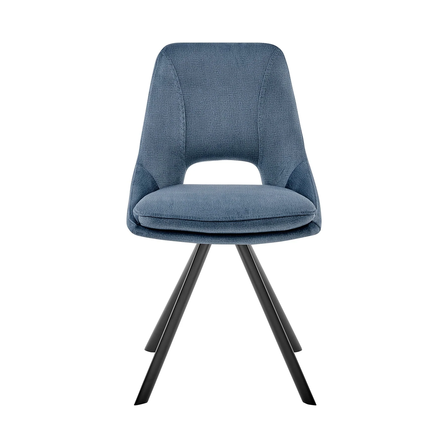Lexi Dining Room Accent Chair in Blue Velvet and Black Finish - Set of 2 - Image 2