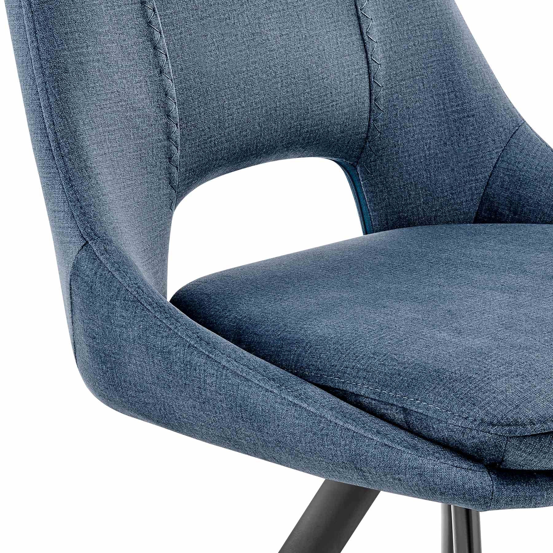 Lexi Dining Room Accent Chair in Blue Velvet and Black Finish - Set of 2 - Image 7