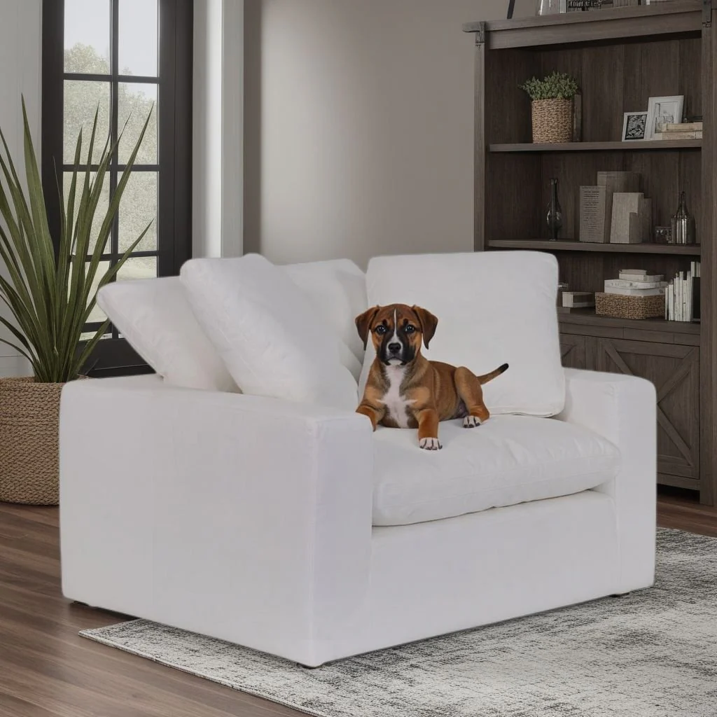 Liberty 51.5" Upholstered Chair and a Half in Pearl - Image 8