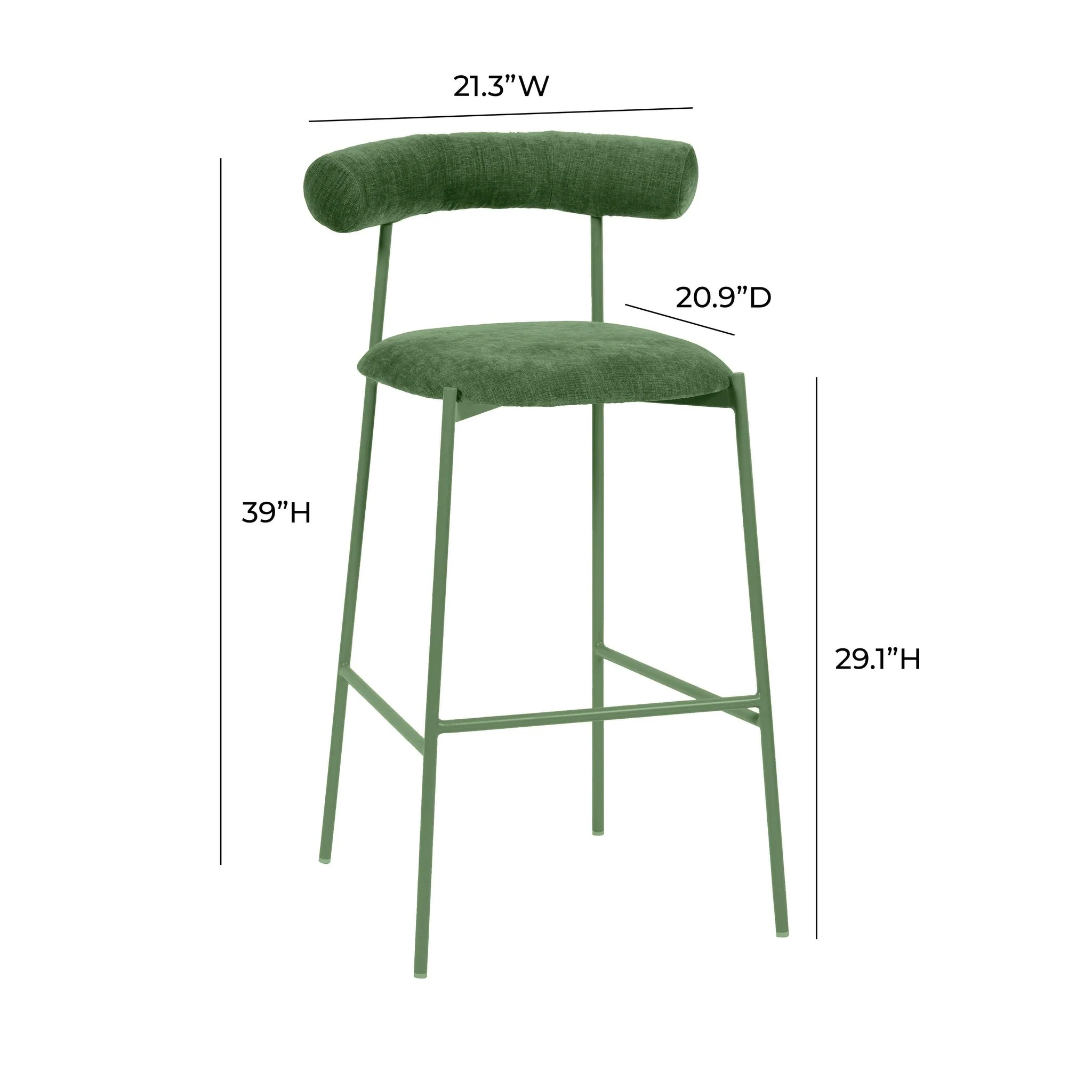Liliana Forest Green Performance Velvet Bar Stool - Image 6