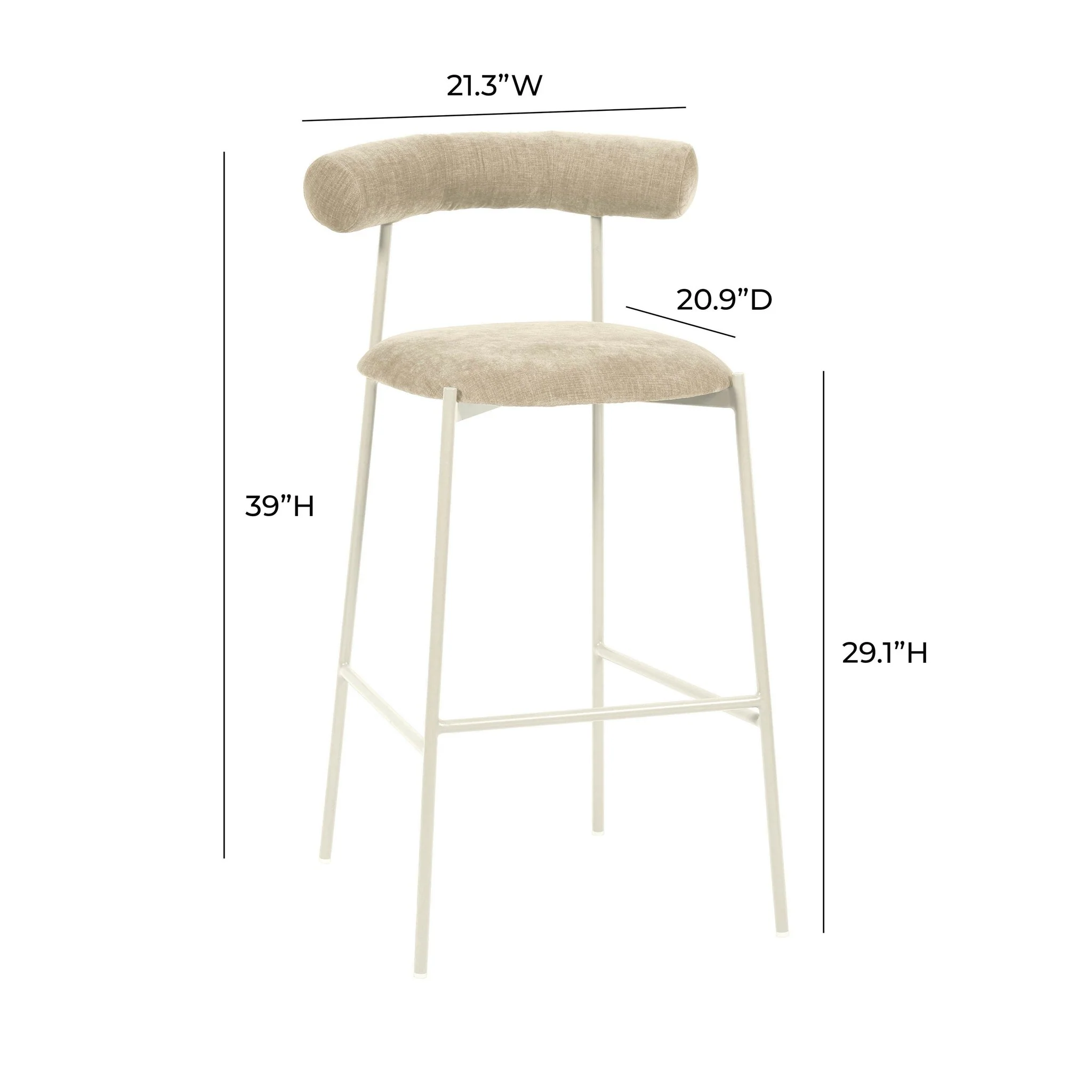 Liliana Taupe Performance Velvet Bar Stool - Image 7