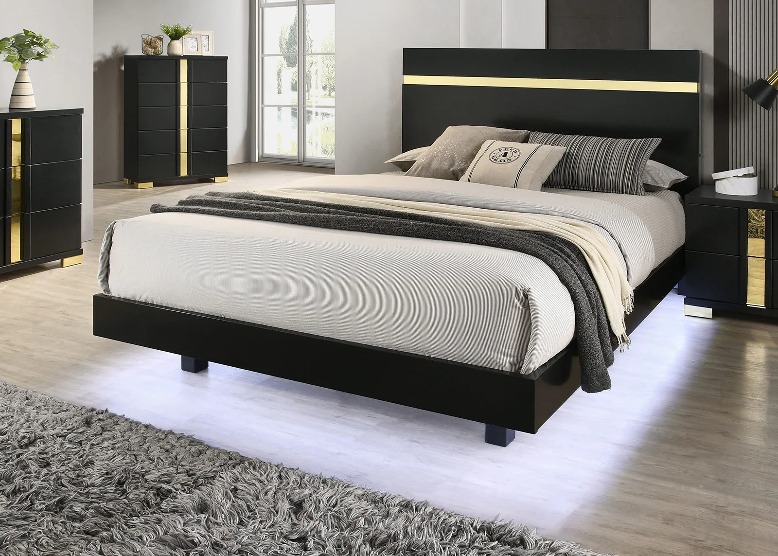 Lillestrom Twin Bed, Black/Gold - Image 3