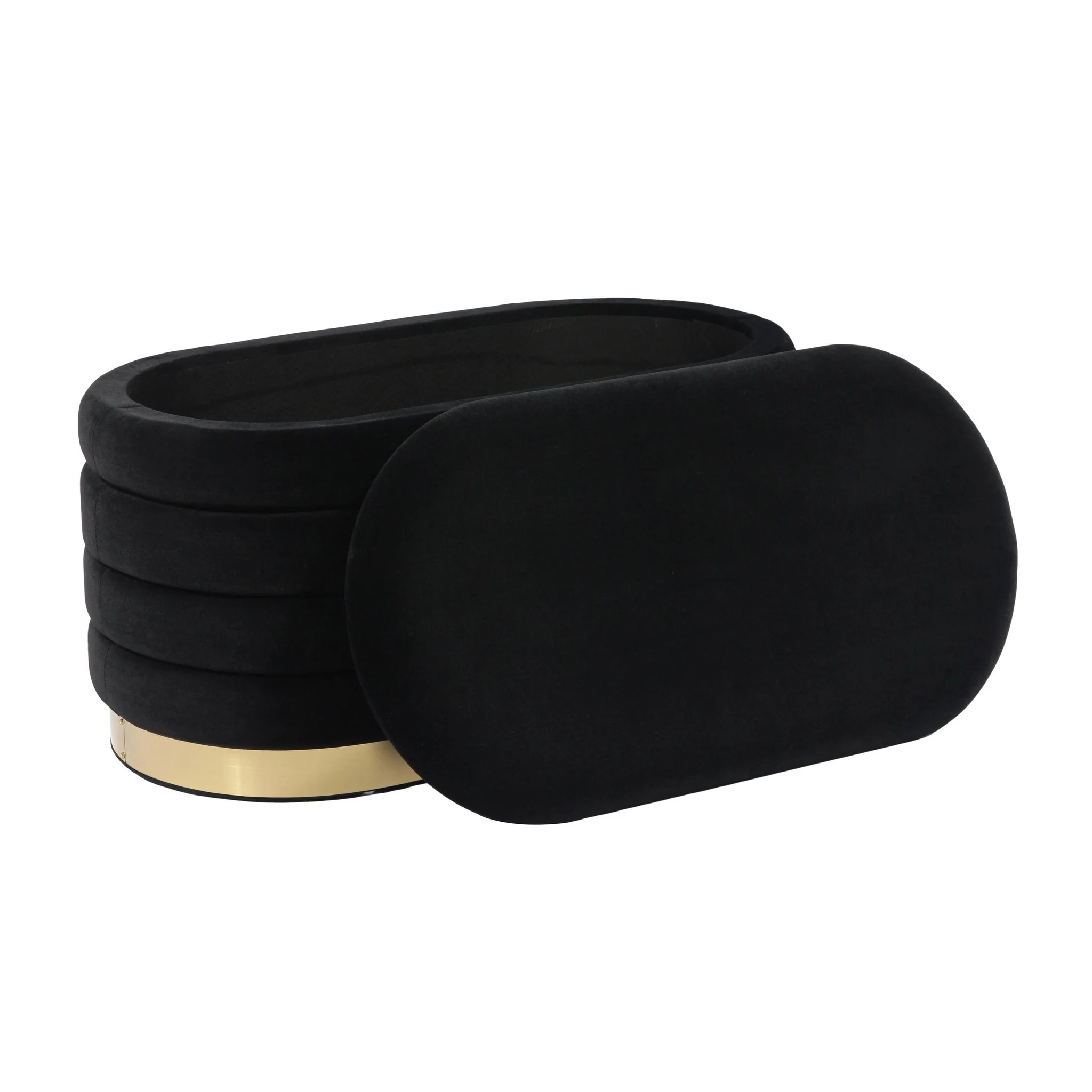 Lillian Black Velvet Storage Bench - Image 3
