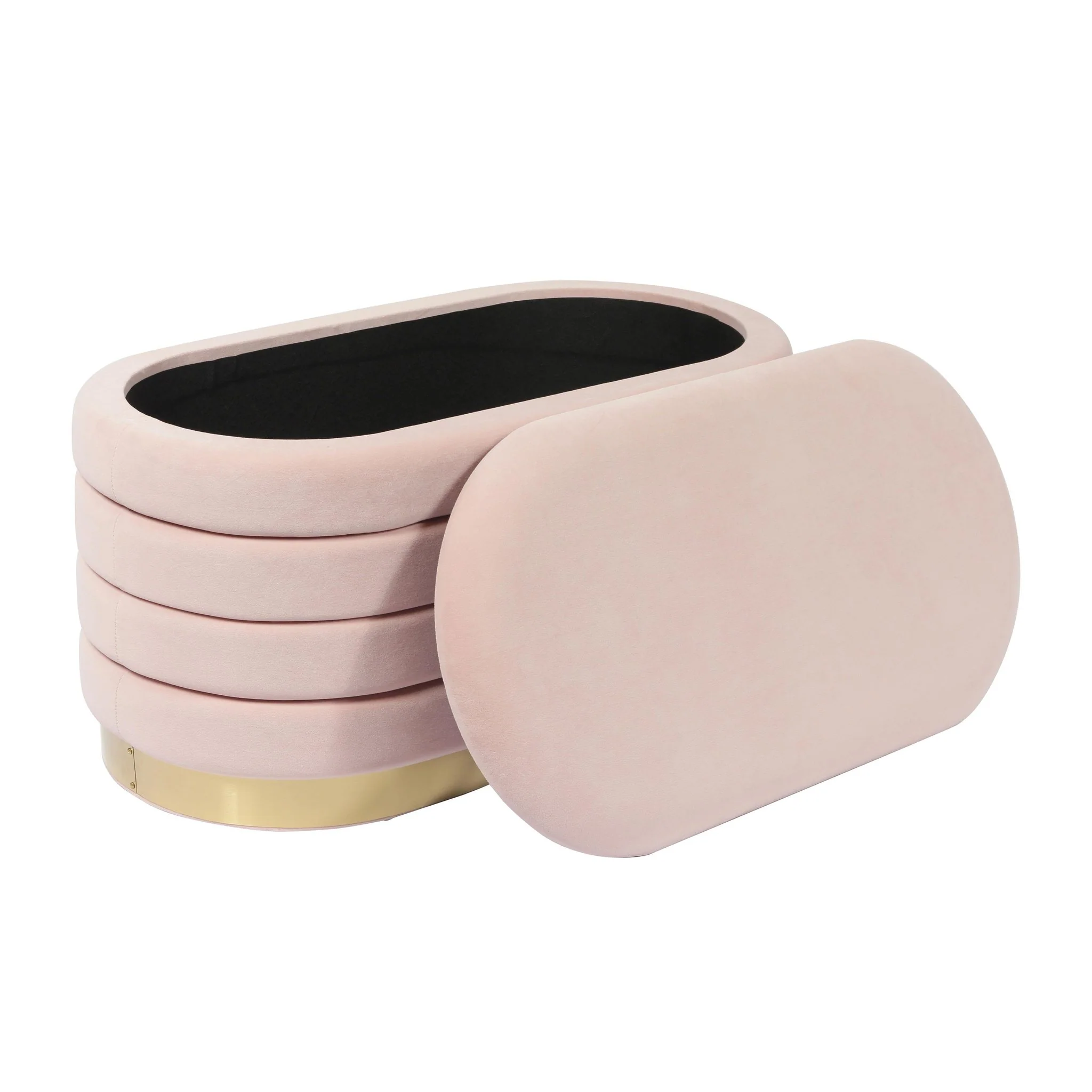 Lillian Blush Velvet Storage Bench - Image 3
