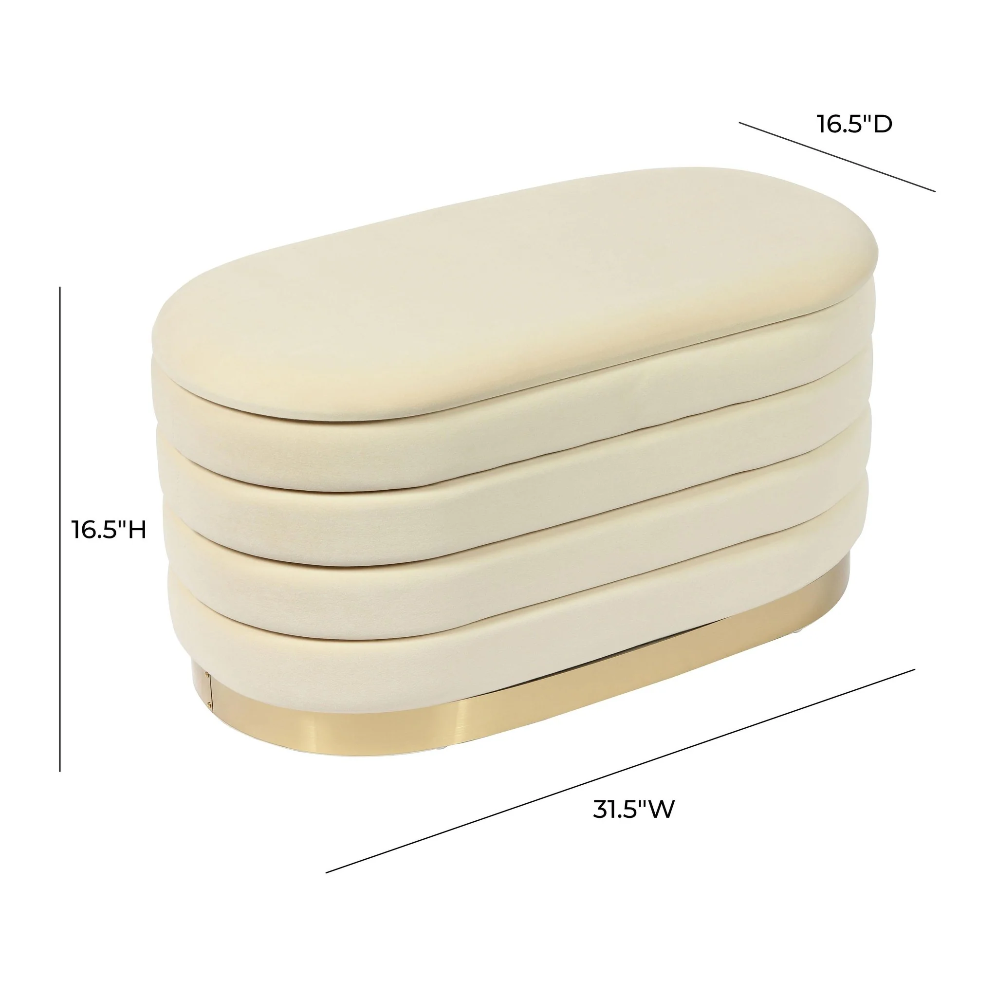 Lillian Cream Velvet Storage Bench - Image 8