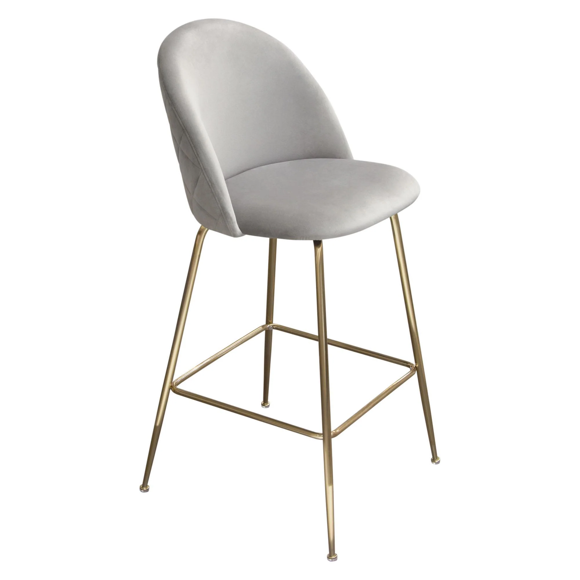 Lilly Set of (2) Bar Height Chairs in Grey Velvet w/ Brushed Gold Metal Legs by Diamond Sofa - Image 4