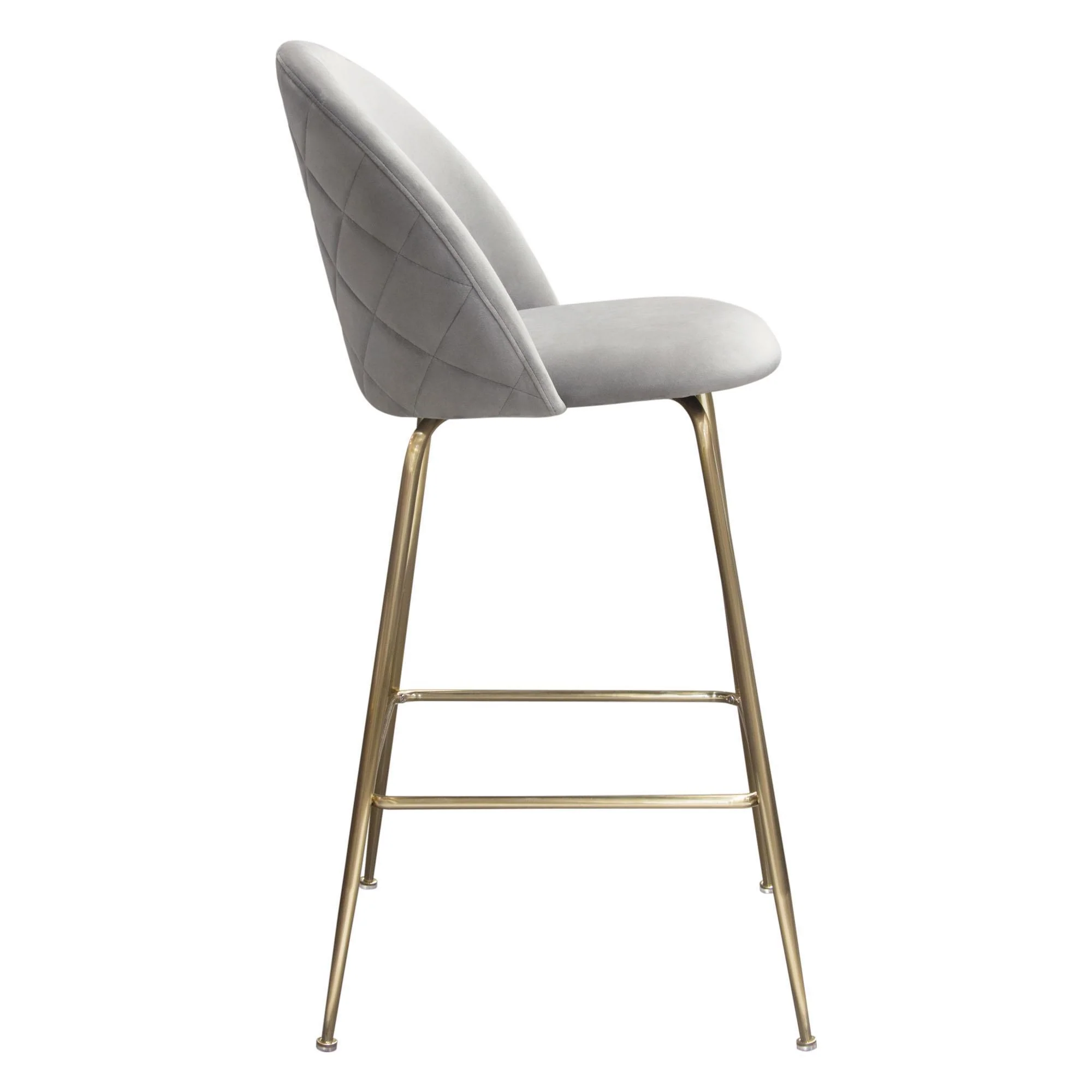 Lilly Set of (2) Bar Height Chairs in Grey Velvet w/ Brushed Gold Metal Legs by Diamond Sofa - Image 5