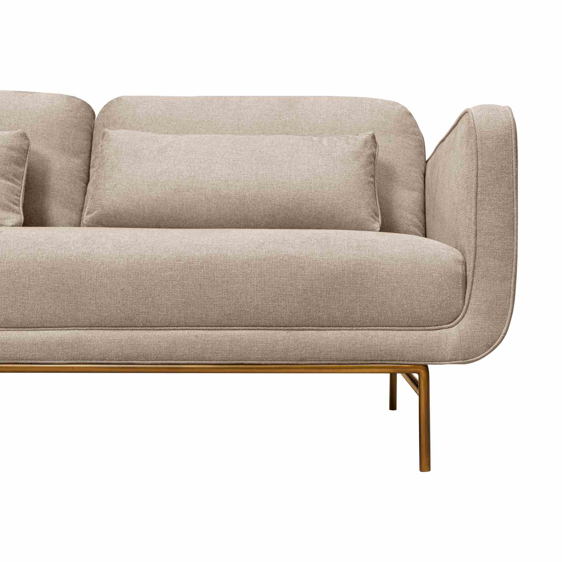 Lilou 77" Beige Fabric Sofa with Antique Brass Metal Legs - Image 5