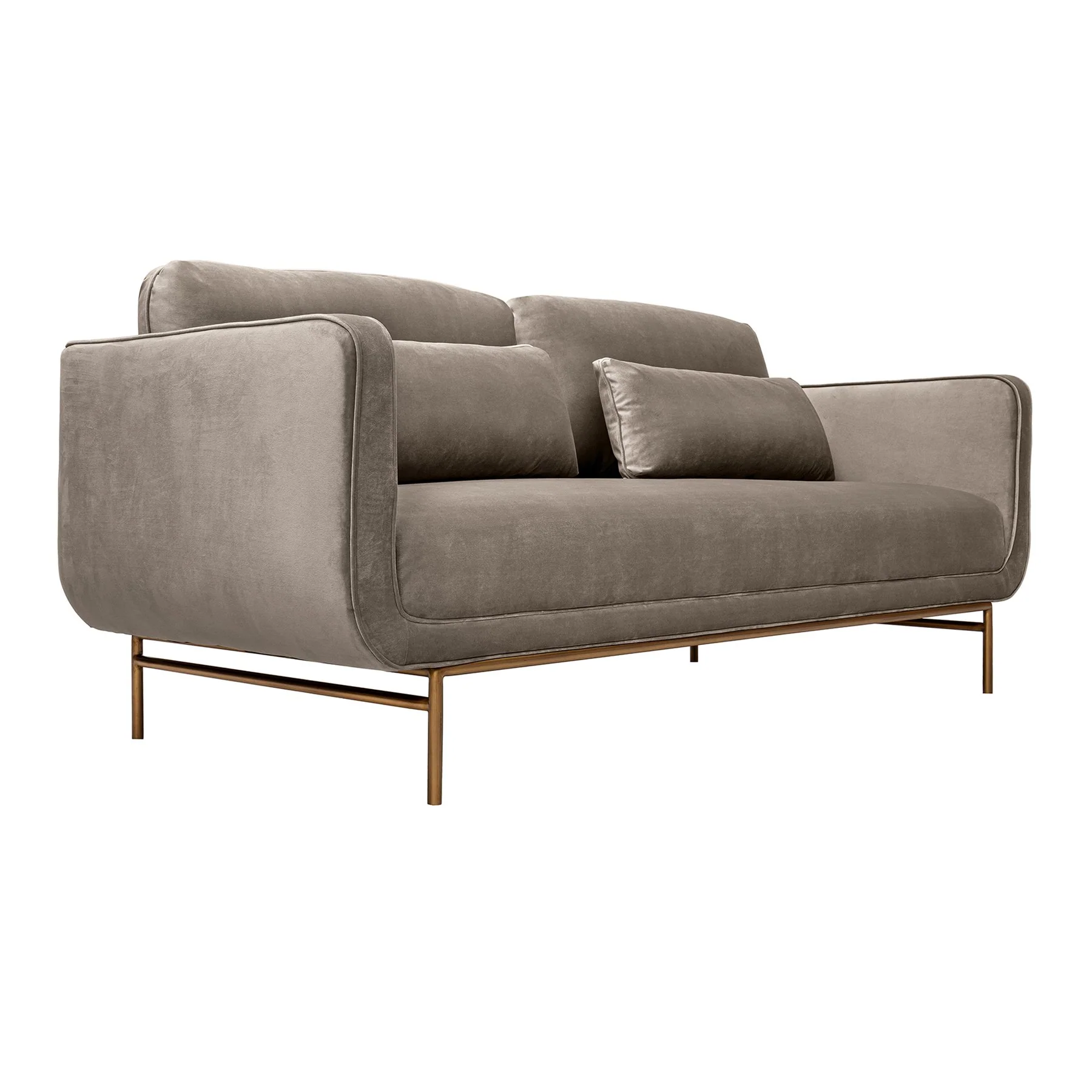 Lilou 77" Fossil Gray Velvet Sofa with Antique Brass Metal Legs - Image 2