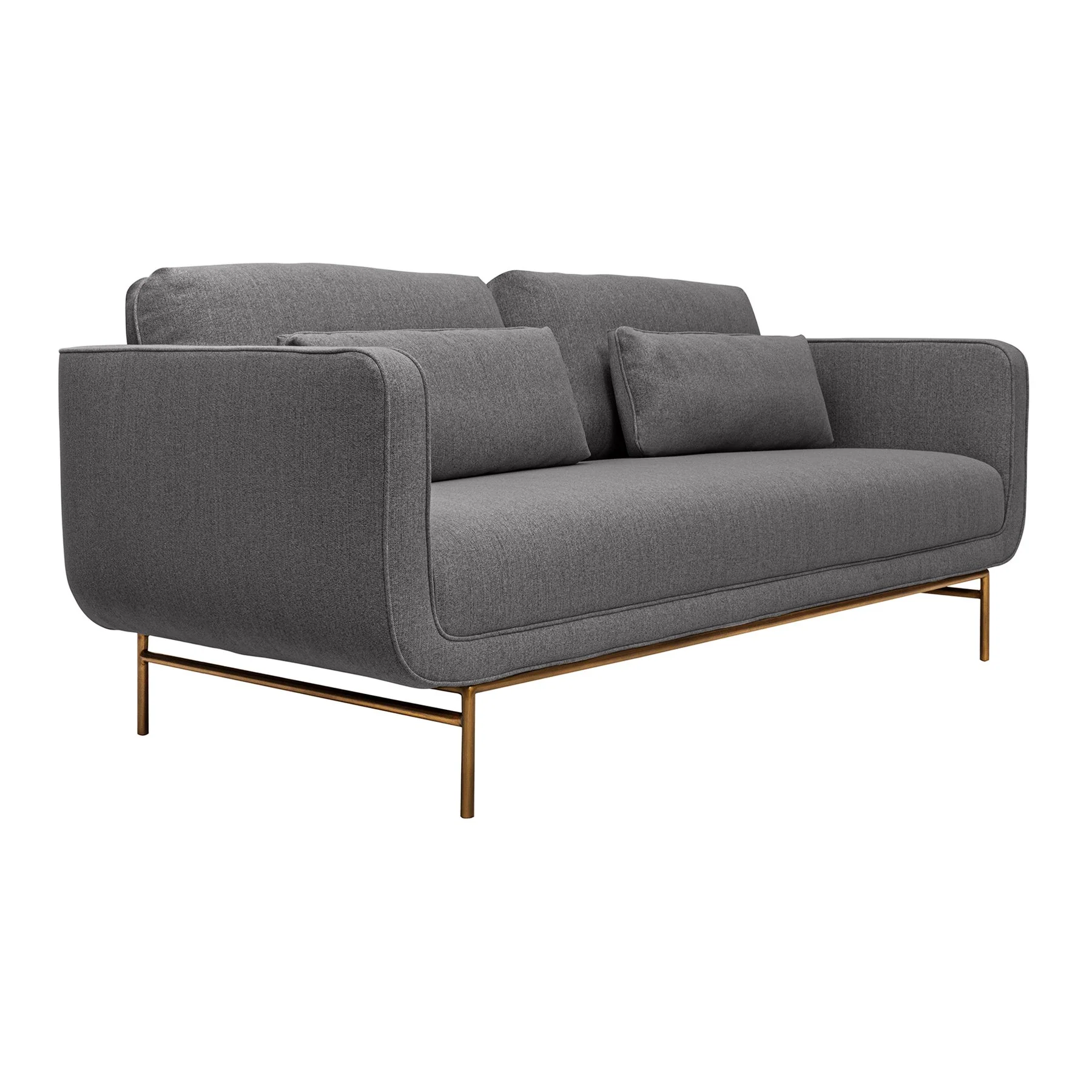 Lilou 77" Gray Fabric Sofa with Antique Brass Metal Legs - Image 2