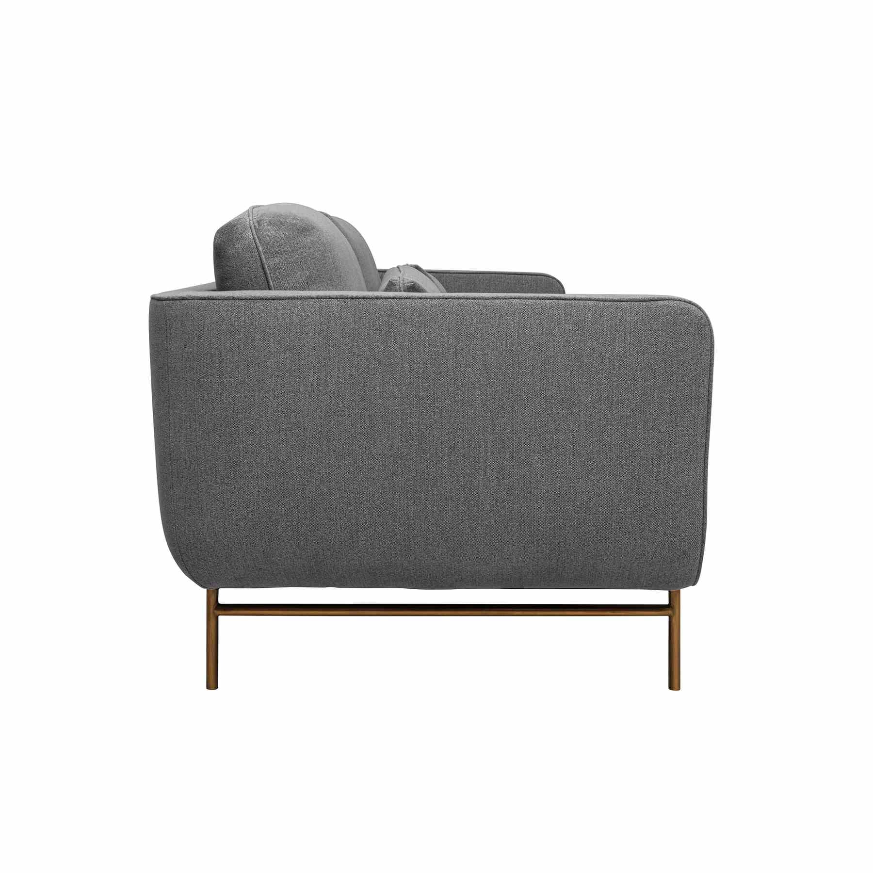 Lilou 77" Gray Fabric Sofa with Antique Brass Metal Legs - Image 3