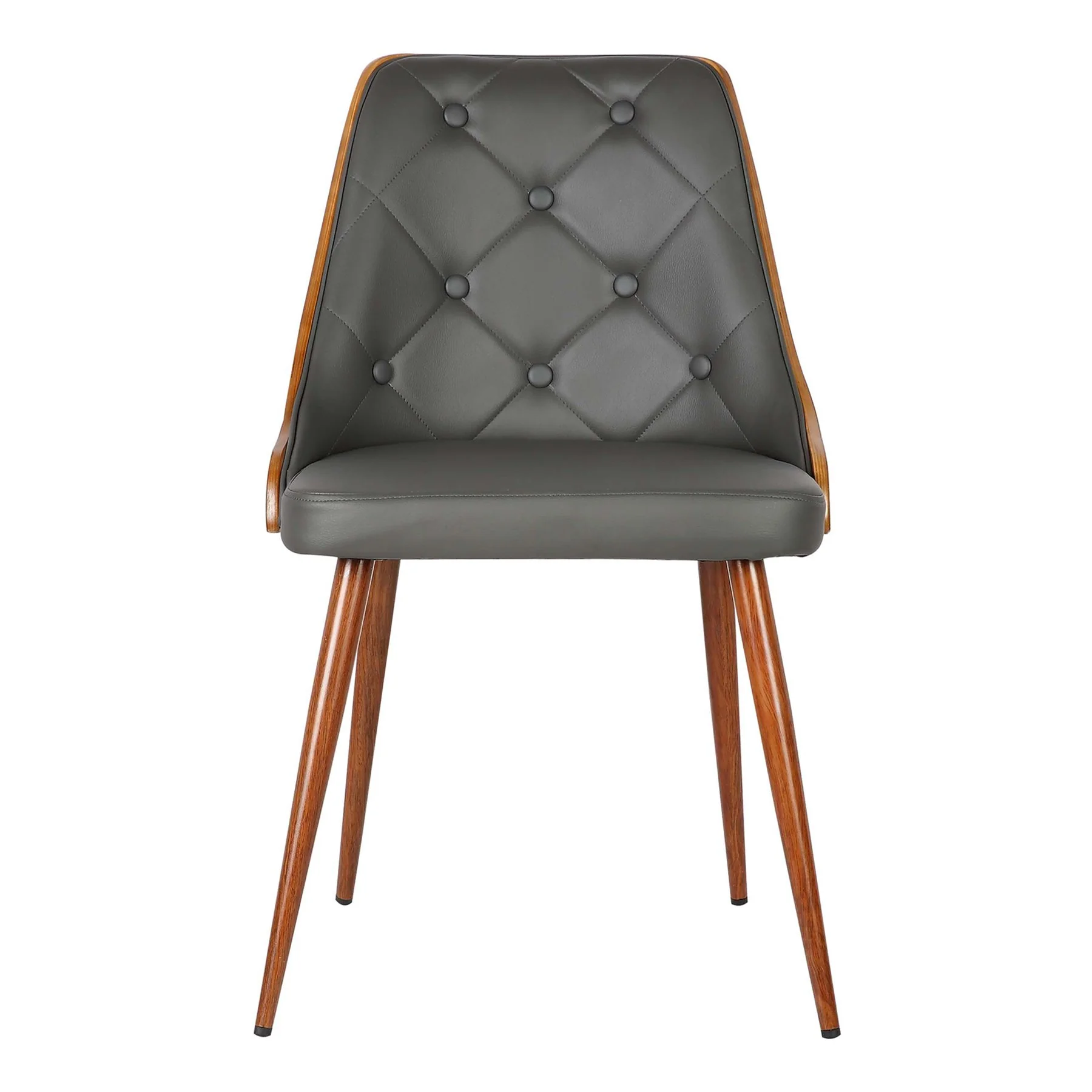 Lily Mid-Century Dining Chair in Walnut Finish and Gray Faux Leather - Image 2