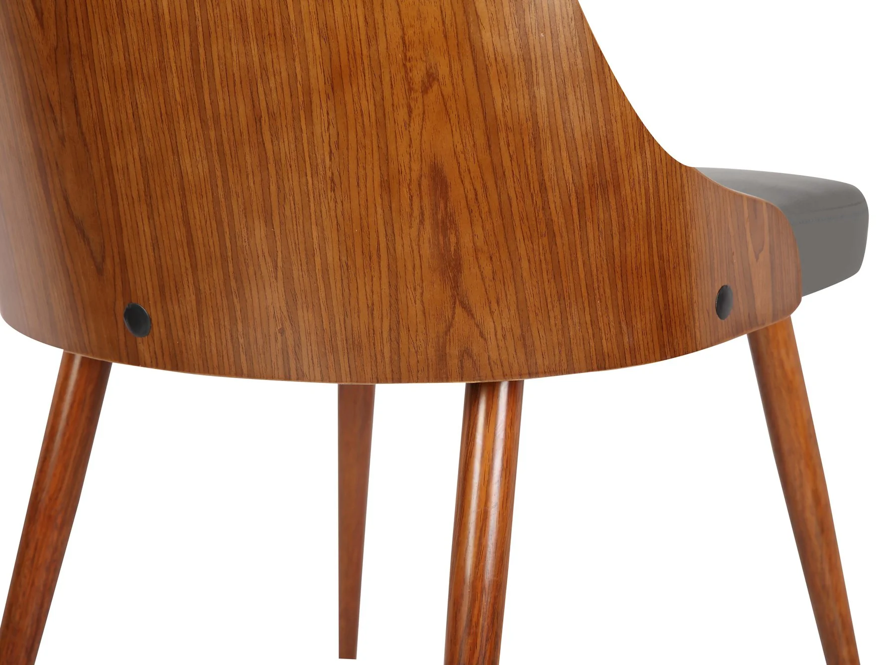 Lily Mid-Century Dining Chair in Walnut Finish and Gray Faux Leather - Image 6