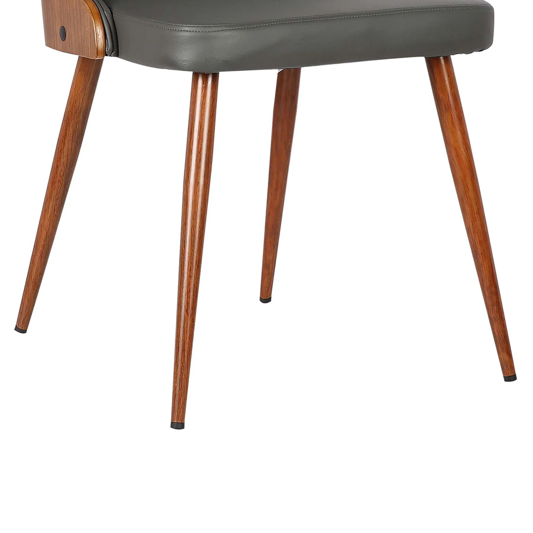 Lily Mid-Century Dining Chair in Walnut Finish and Gray Faux Leather - Image 7