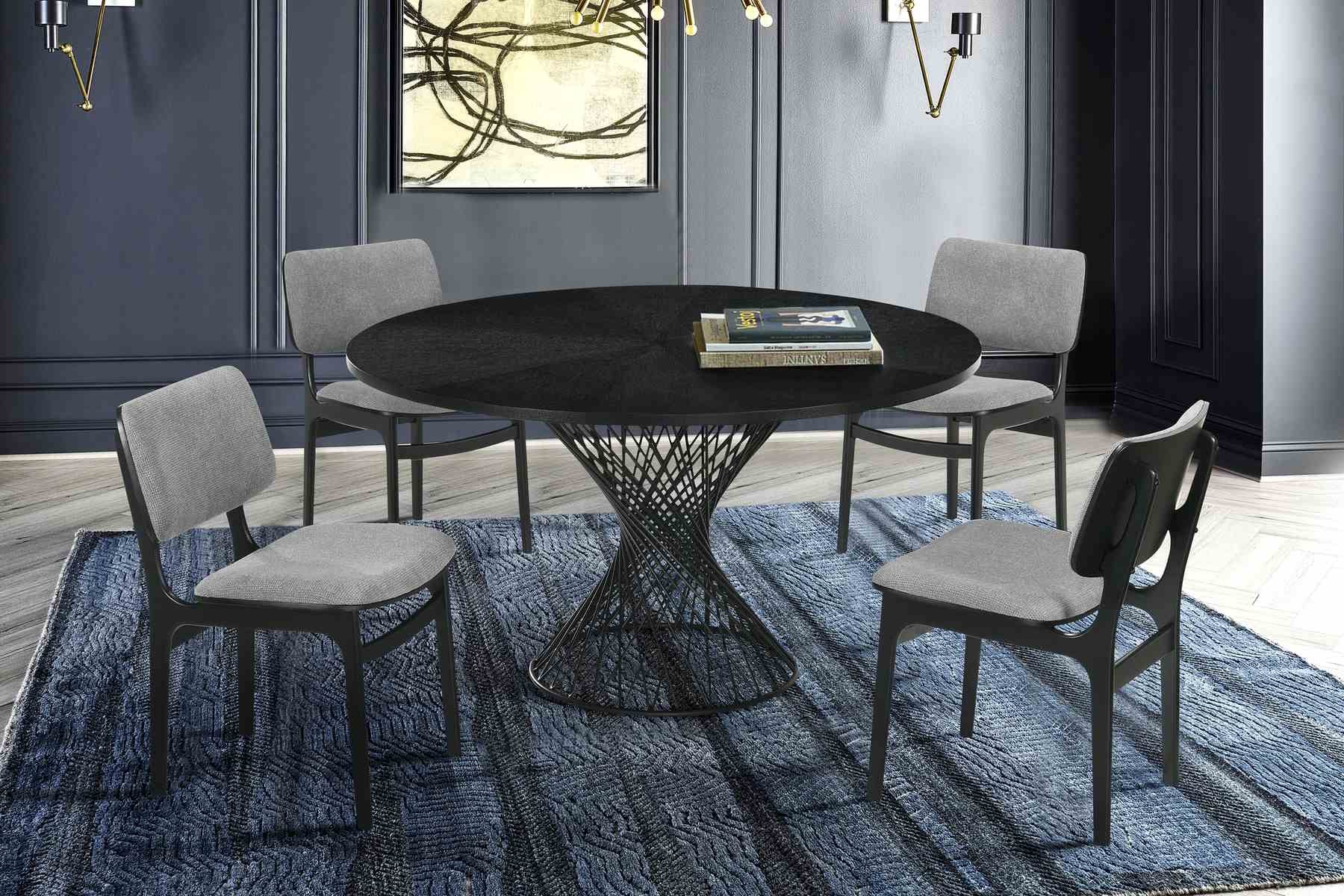 Lima Gray Upholstered Wood Dining Chairs in Black Finish - Set of 2 - Image 7