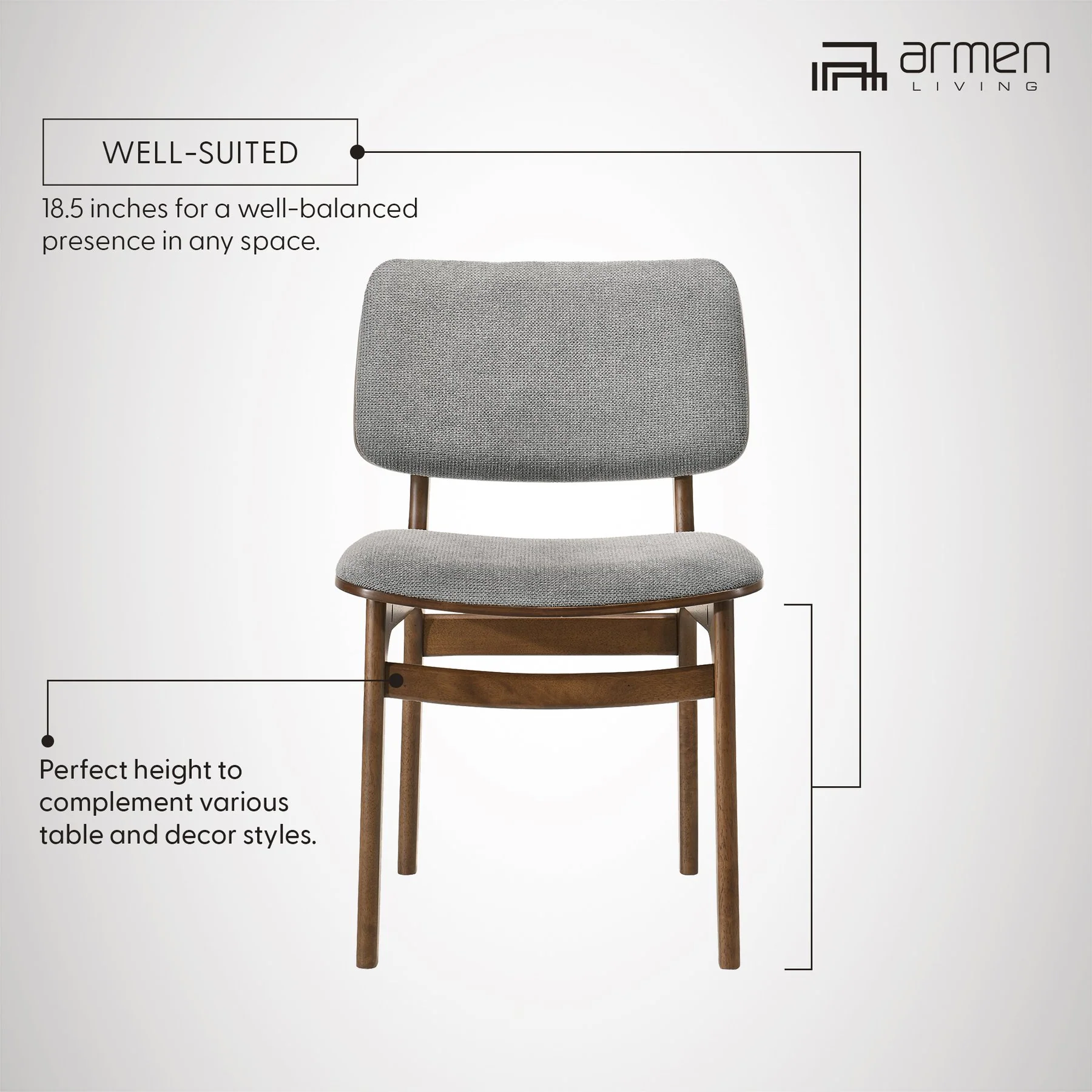 Lima Gray Upholstered Wood Dining Chairs in Walnut Finish - Set of 2 - Image 7