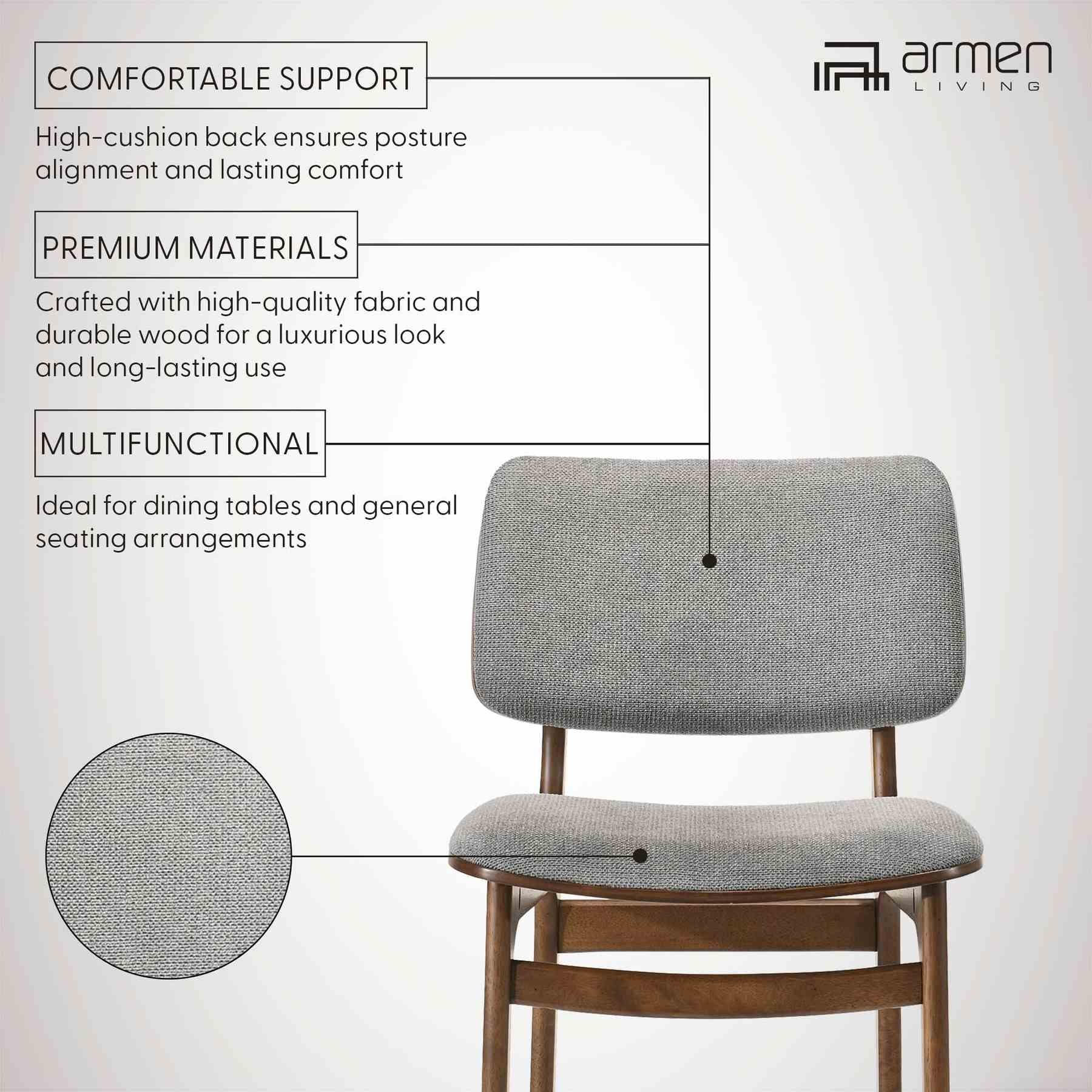 Lima Gray Upholstered Wood Dining Chairs in Walnut Finish - Set of 2 - Image 8