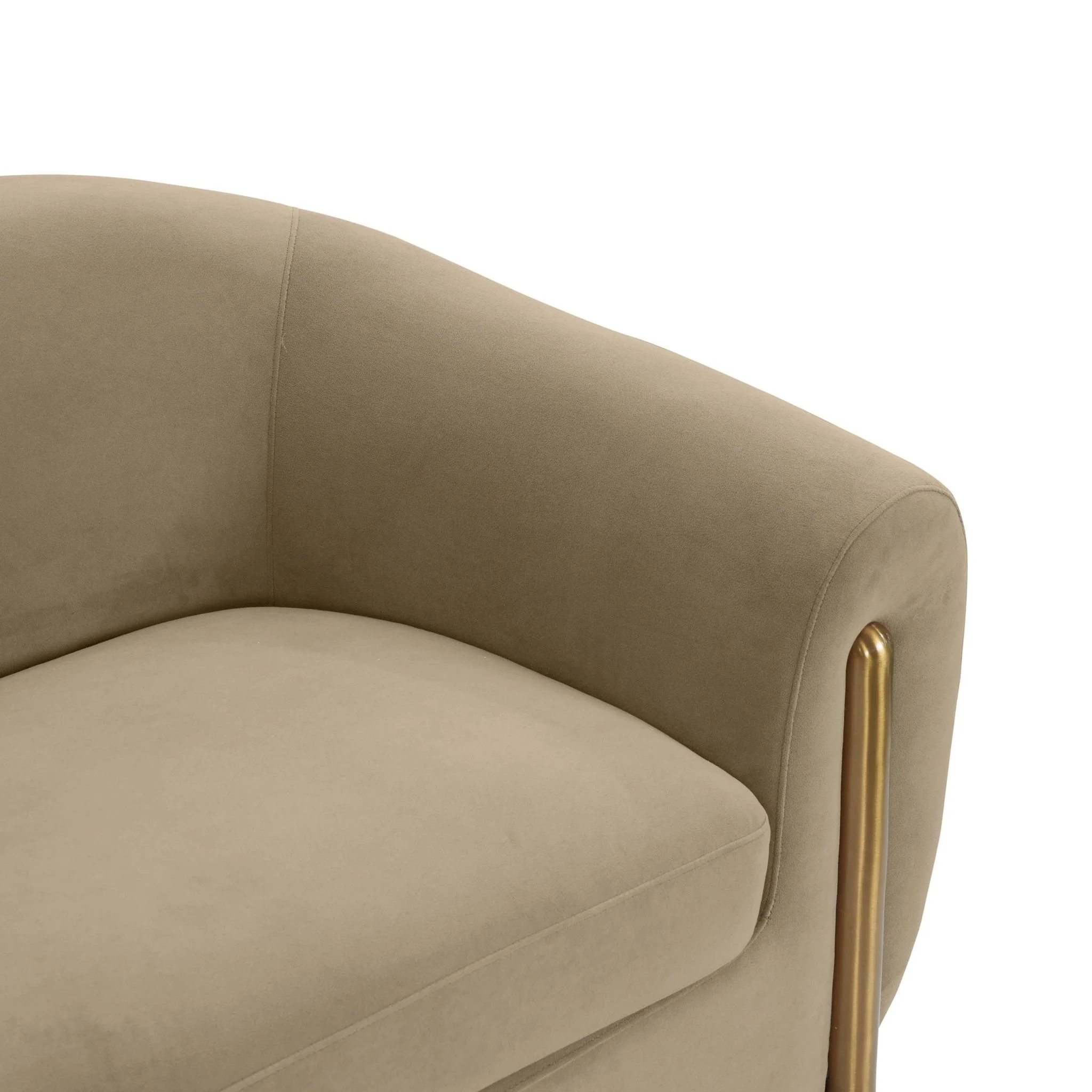 Lina Cafe Au Lait Brown Velvet Sofa - Image 5