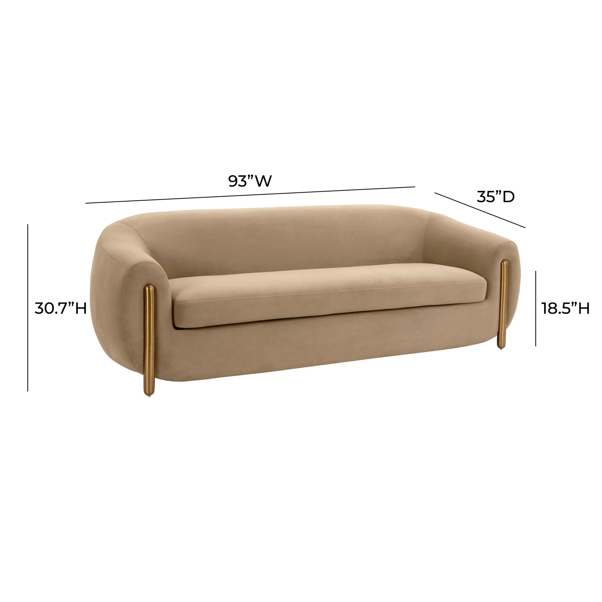 Lina Cafe Au Lait Brown Velvet Sofa - Image 7