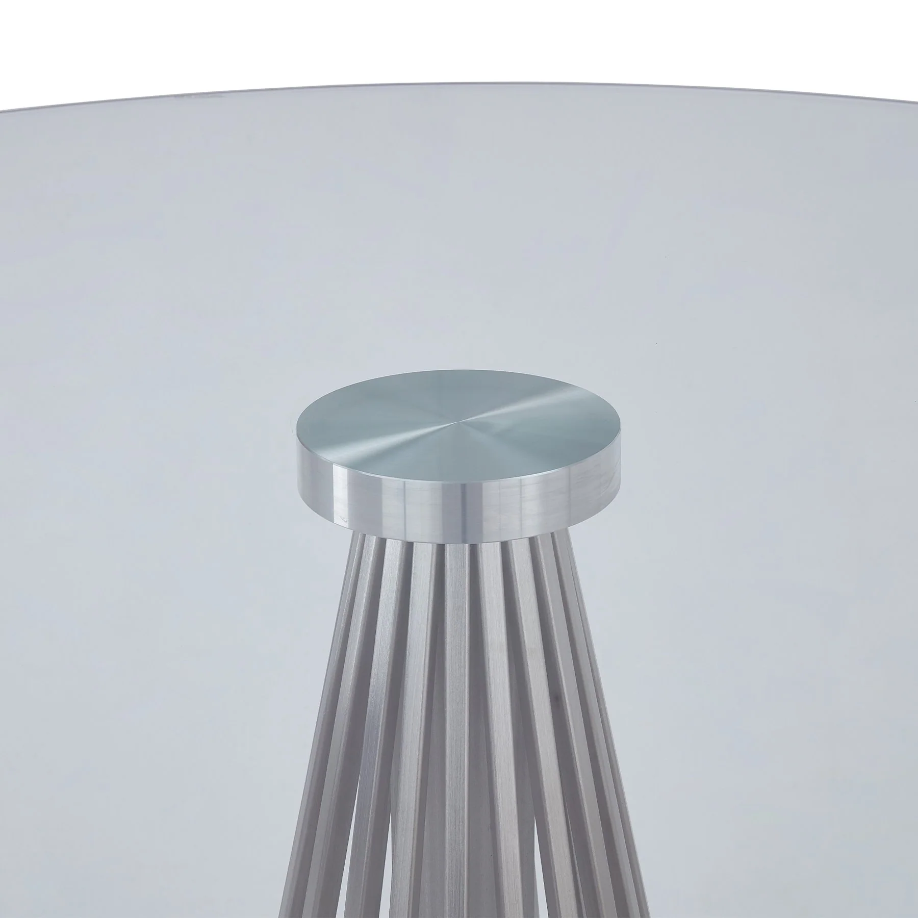 Lindsey Contemporary Dining Table in Brushed Stainless Steel Finish and Clear Glass top - Image 2