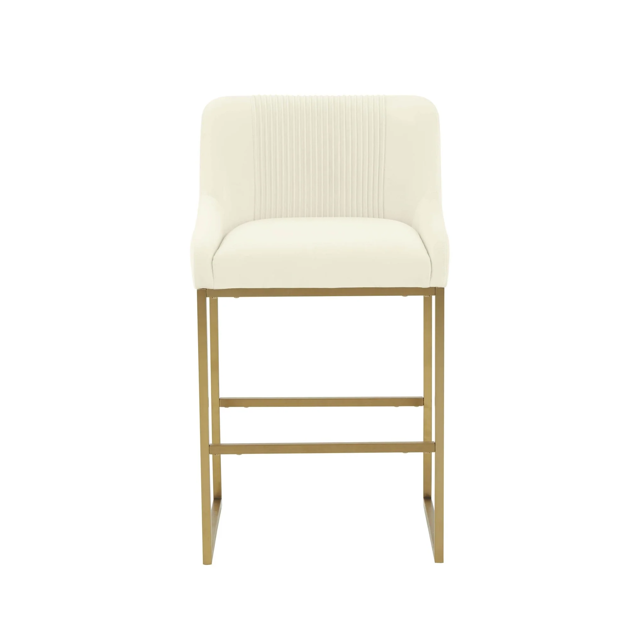 Lisa Cream Pleated Velvet Counter Stool - Image 3