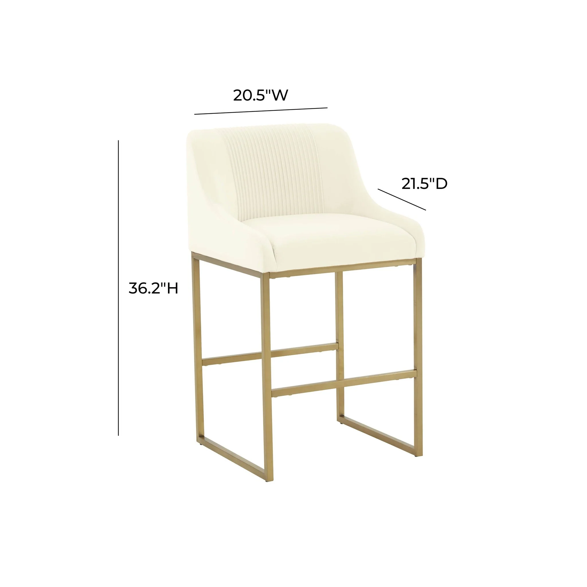 Lisa Cream Pleated Velvet Counter Stool - Image 6