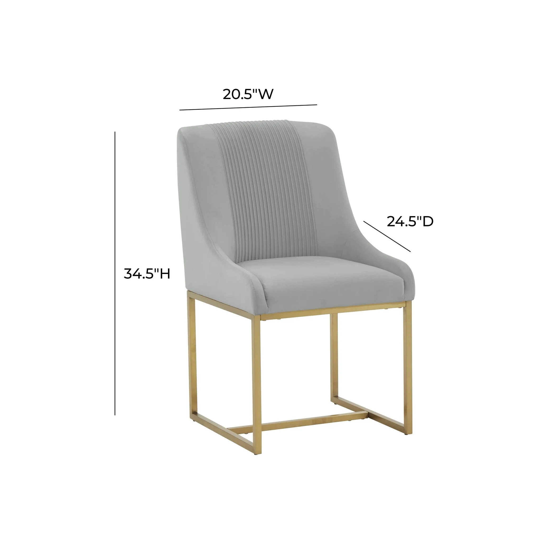Lisa Grey Pleated Velvet  Dining Chair - Image 6