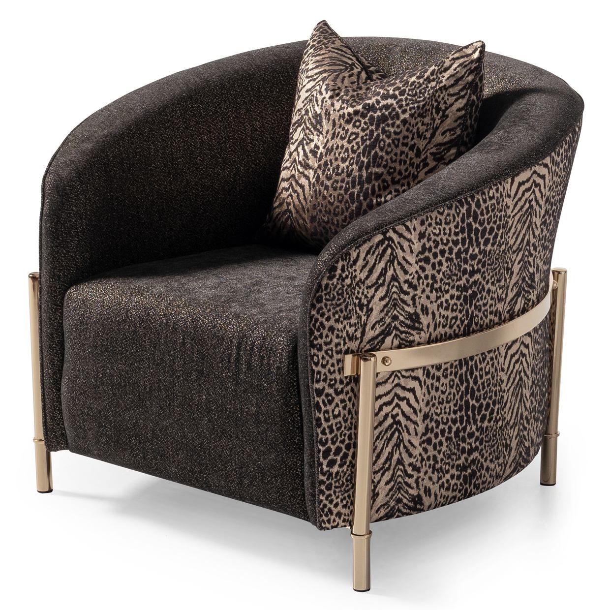 Lisbon Accent Chair - Onyx/Gold - Image 2