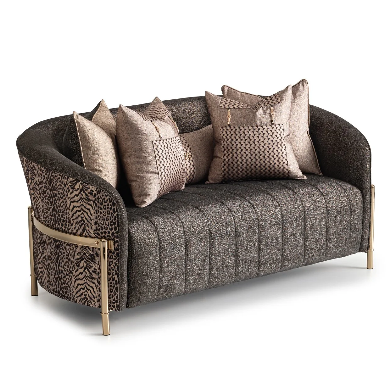 Lisbon Loveseat - Onyx/Gold - Image 10