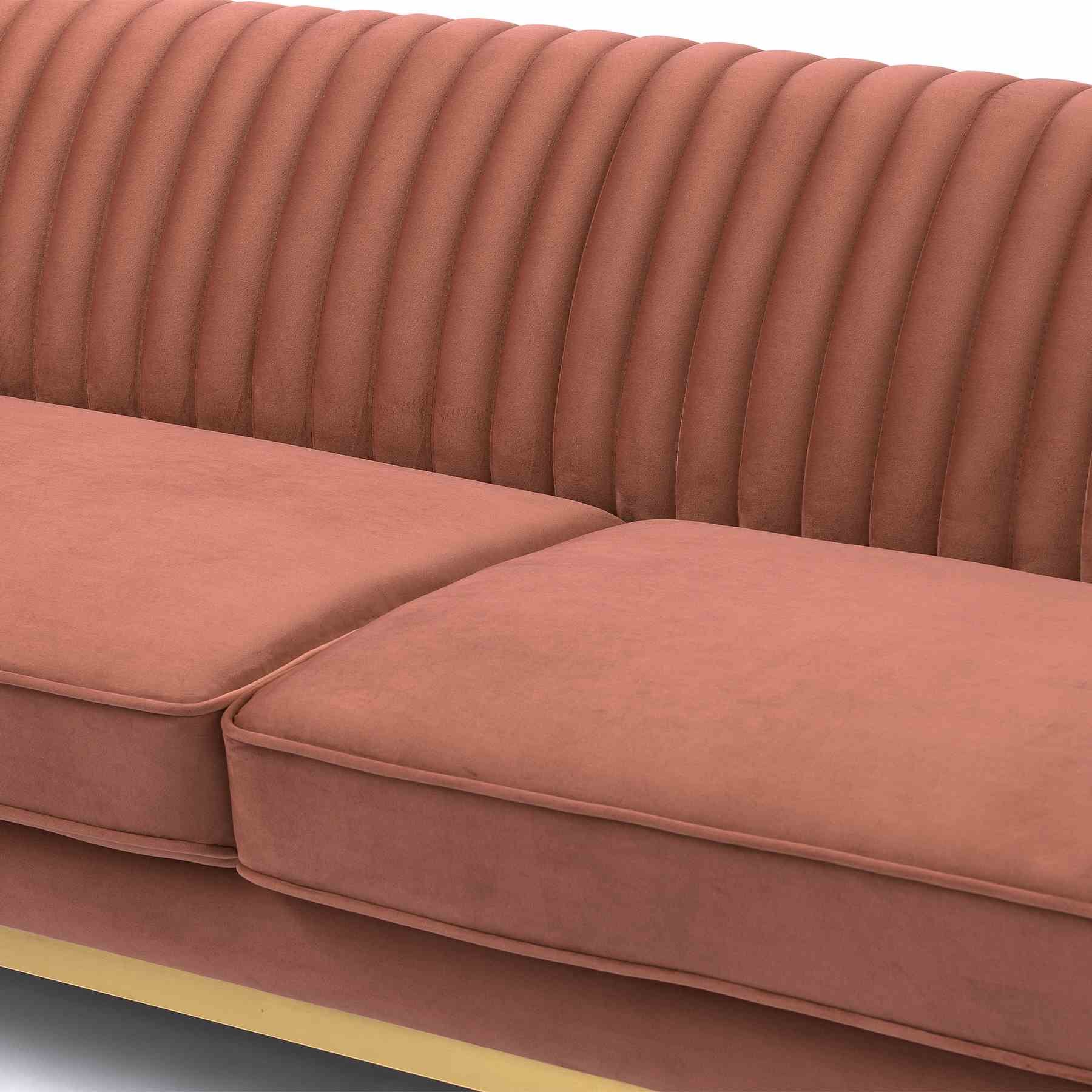 Liv Modern Blush Velvet Sofa - Image 4