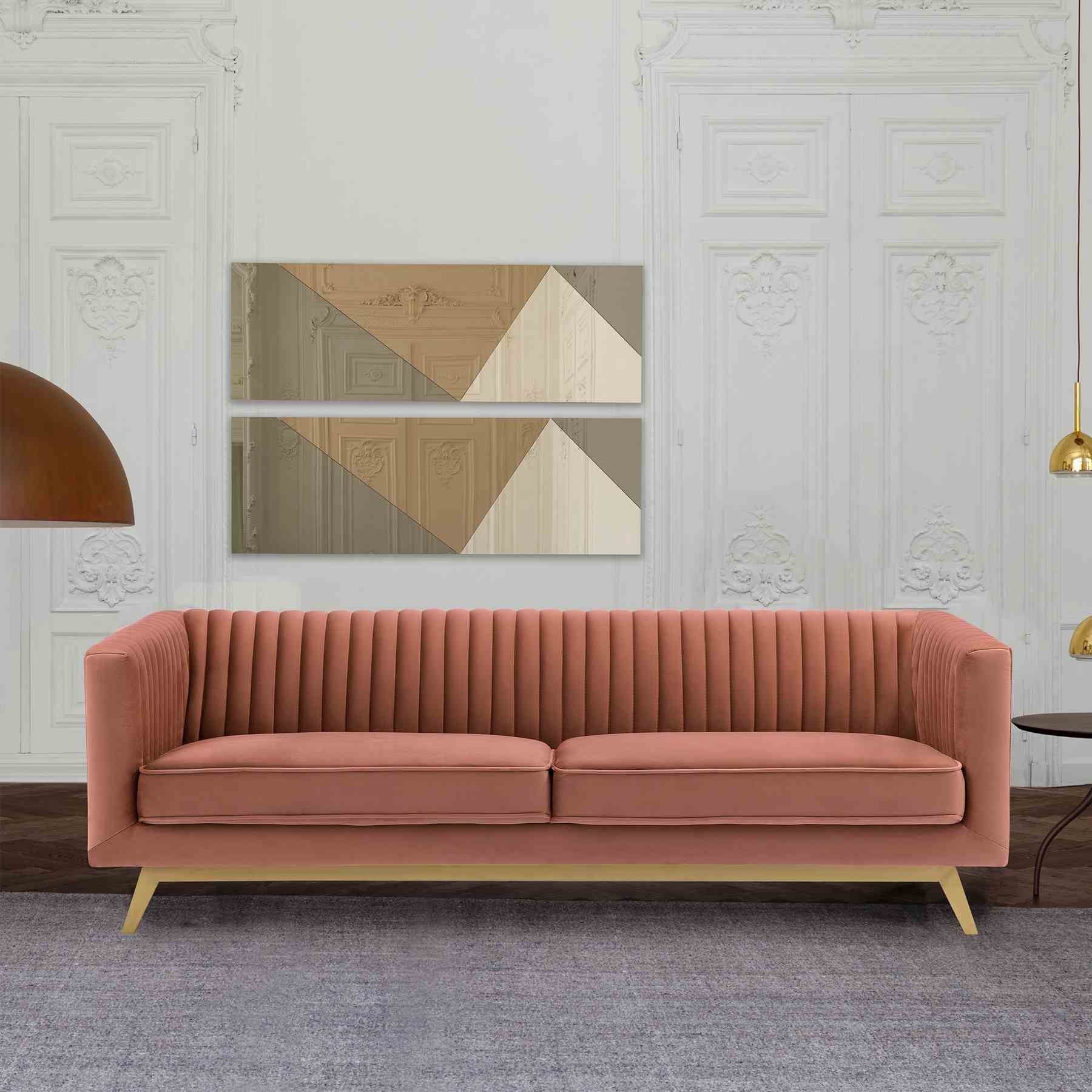 Liv Modern Blush Velvet Sofa - Image 5