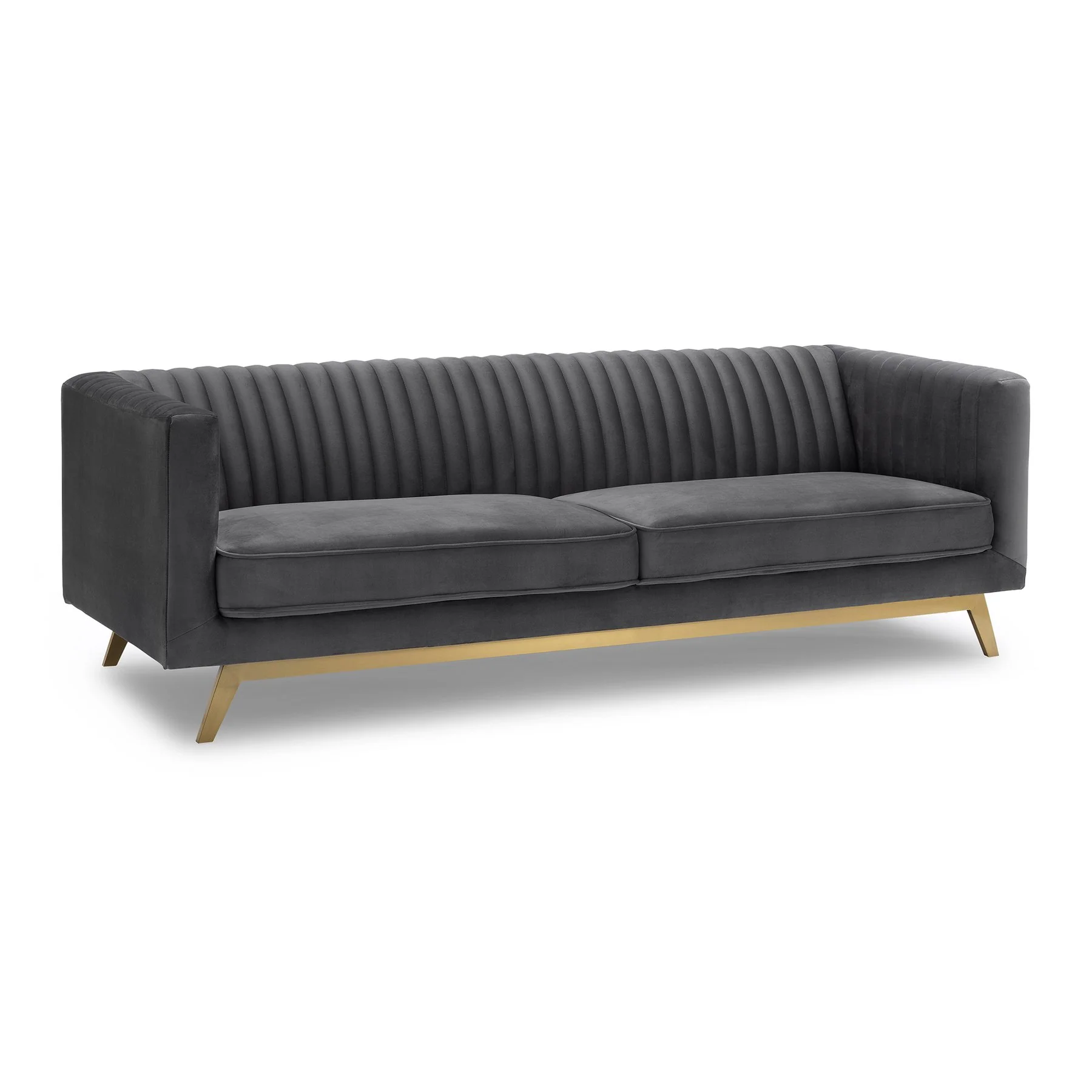 Liv Modern Dark Gray Velvet Sofa - Image 2