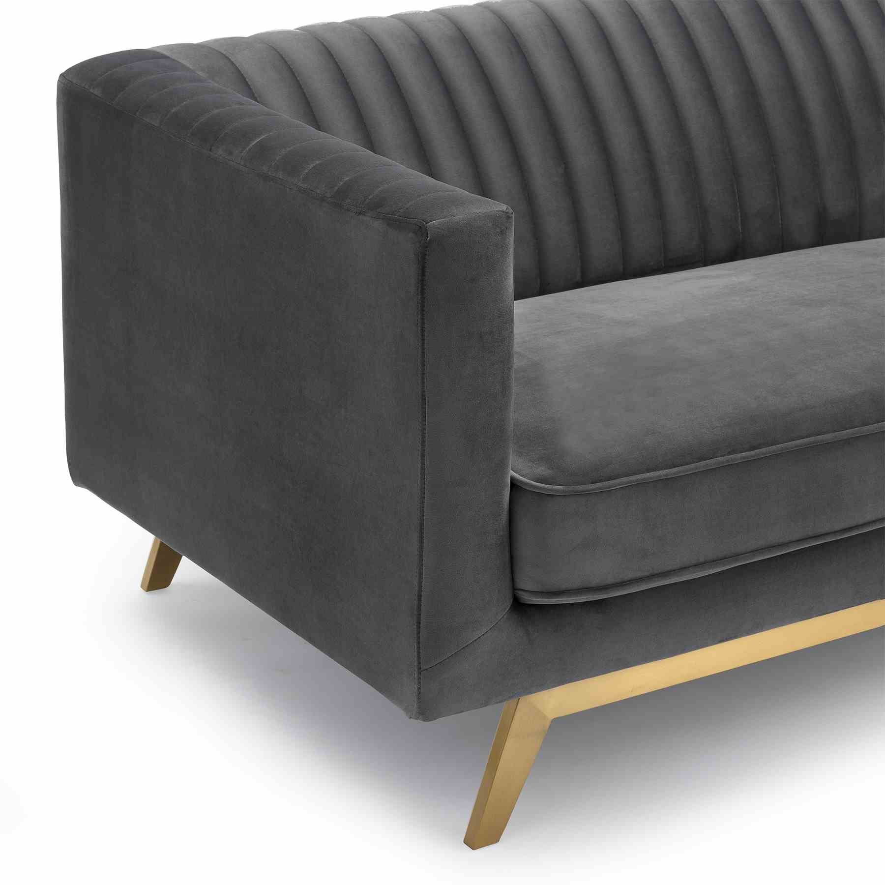 Liv Modern Dark Gray Velvet Sofa - Image 4