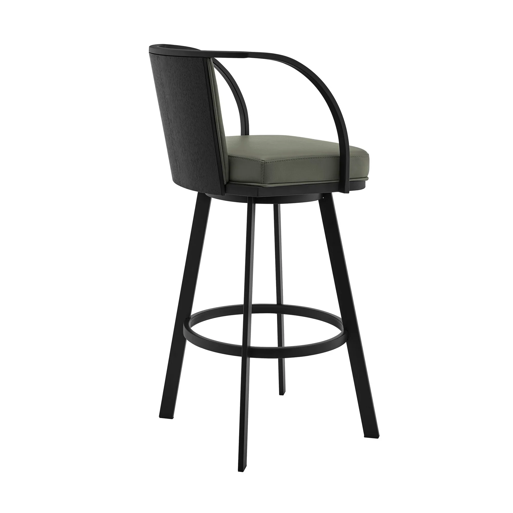 Livingston 26" Gray Faux Leather and Black Metal Swivel Bar Stool - Image 3