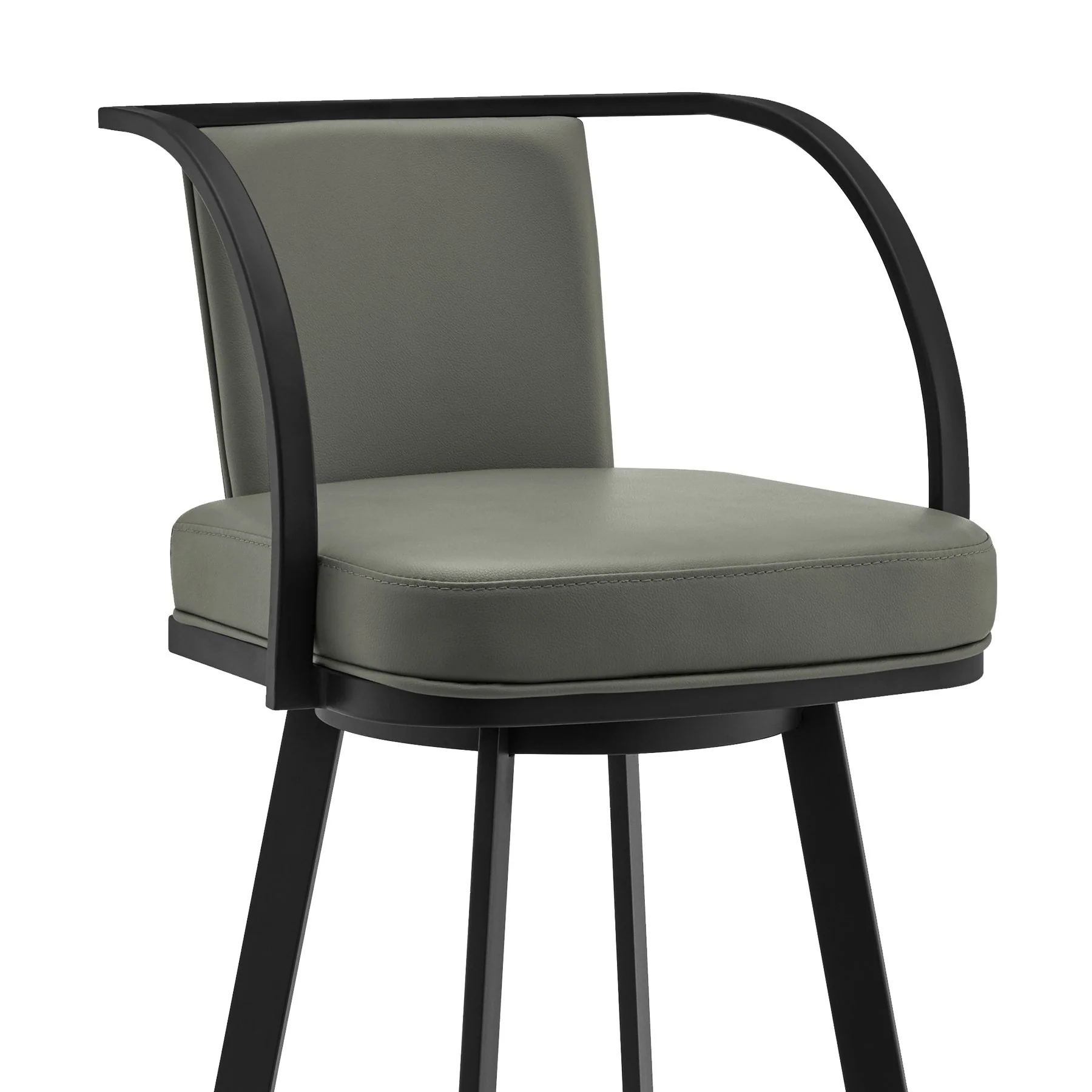 Livingston 30" Gray Faux Leather and Black Metal Swivel Bar Stool - Image 4