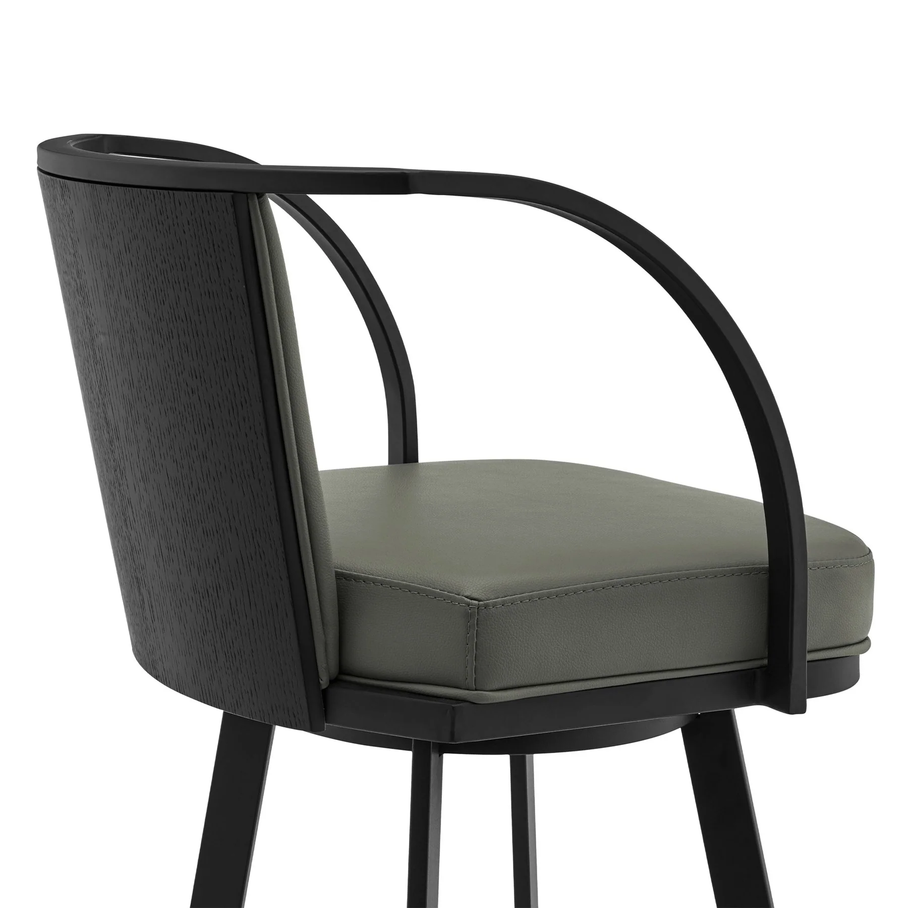Livingston 30" Gray Faux Leather and Black Metal Swivel Bar Stool - Image 5